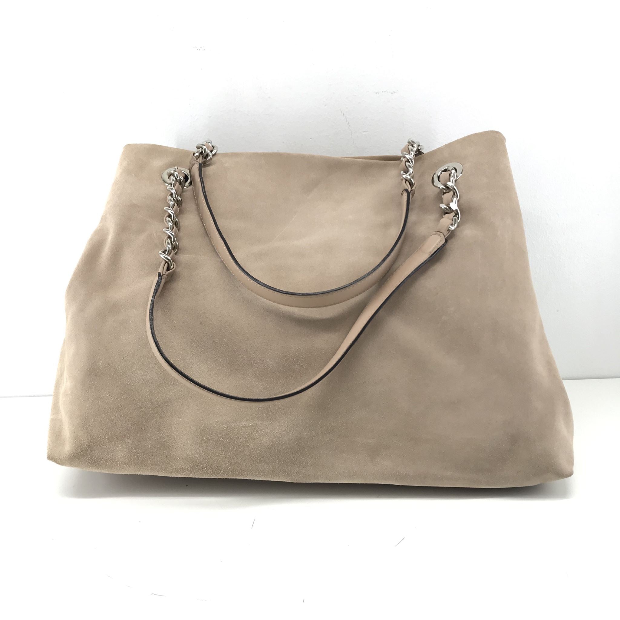 Hallhuber Women's Pink Rose Suede Shoulder Bag Purse Chain Handles
