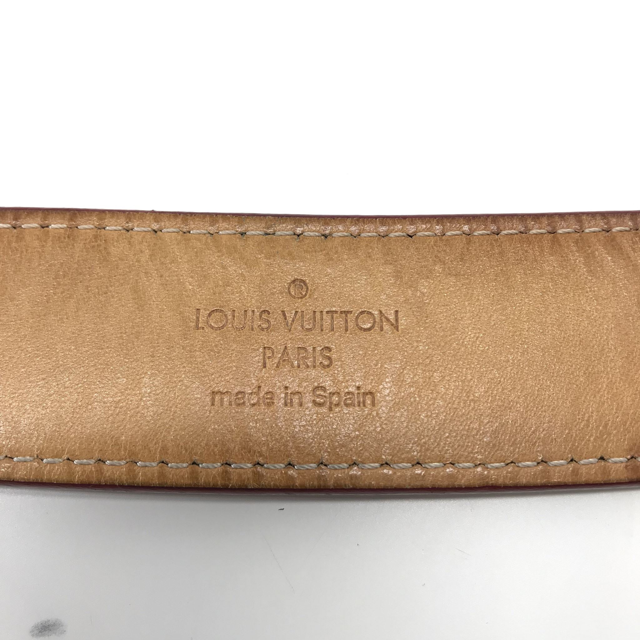 Louis Vuitton Ceinture Belt Monogram Vernis M6980 Red Patent Gold Buckle 80/32