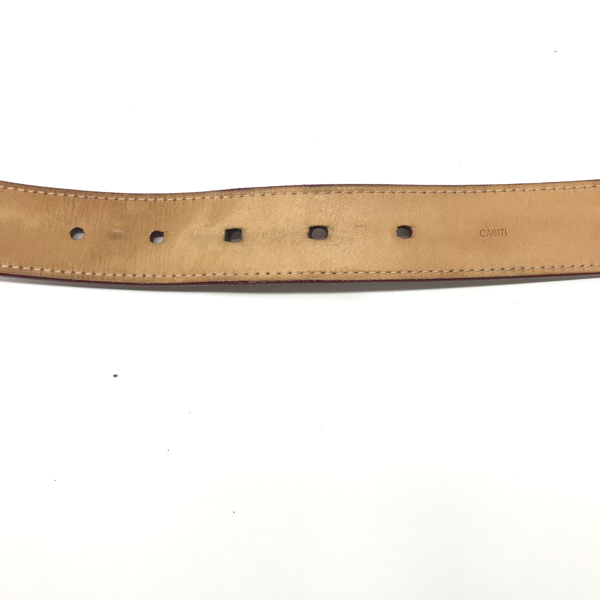 Louis Vuitton Ceinture Belt Monogram Vernis M6980 Red Patent Gold Buckle 80/32