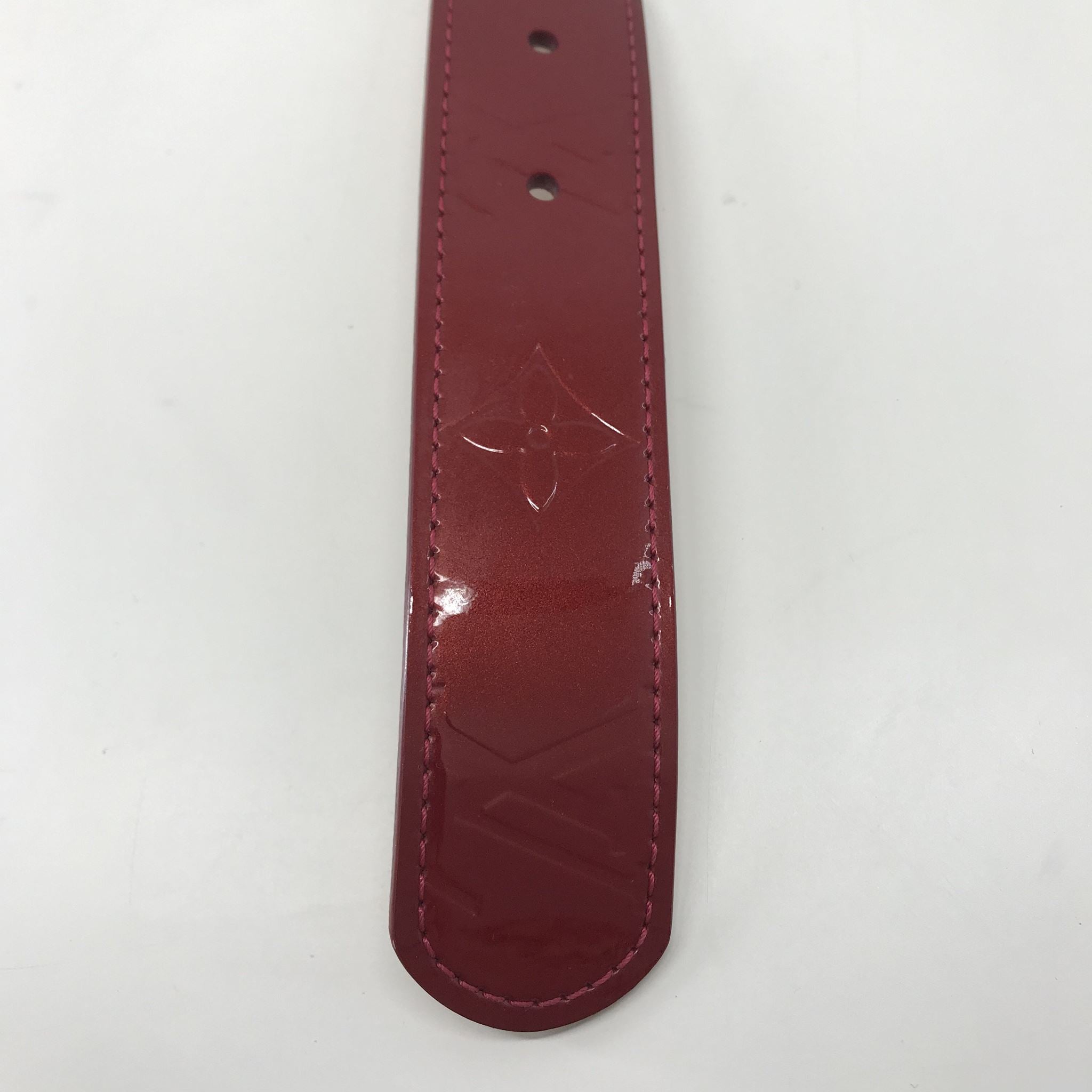 Louis Vuitton Ceinture Belt Monogram Vernis M6980 Red Patent Gold Buckle 80/32