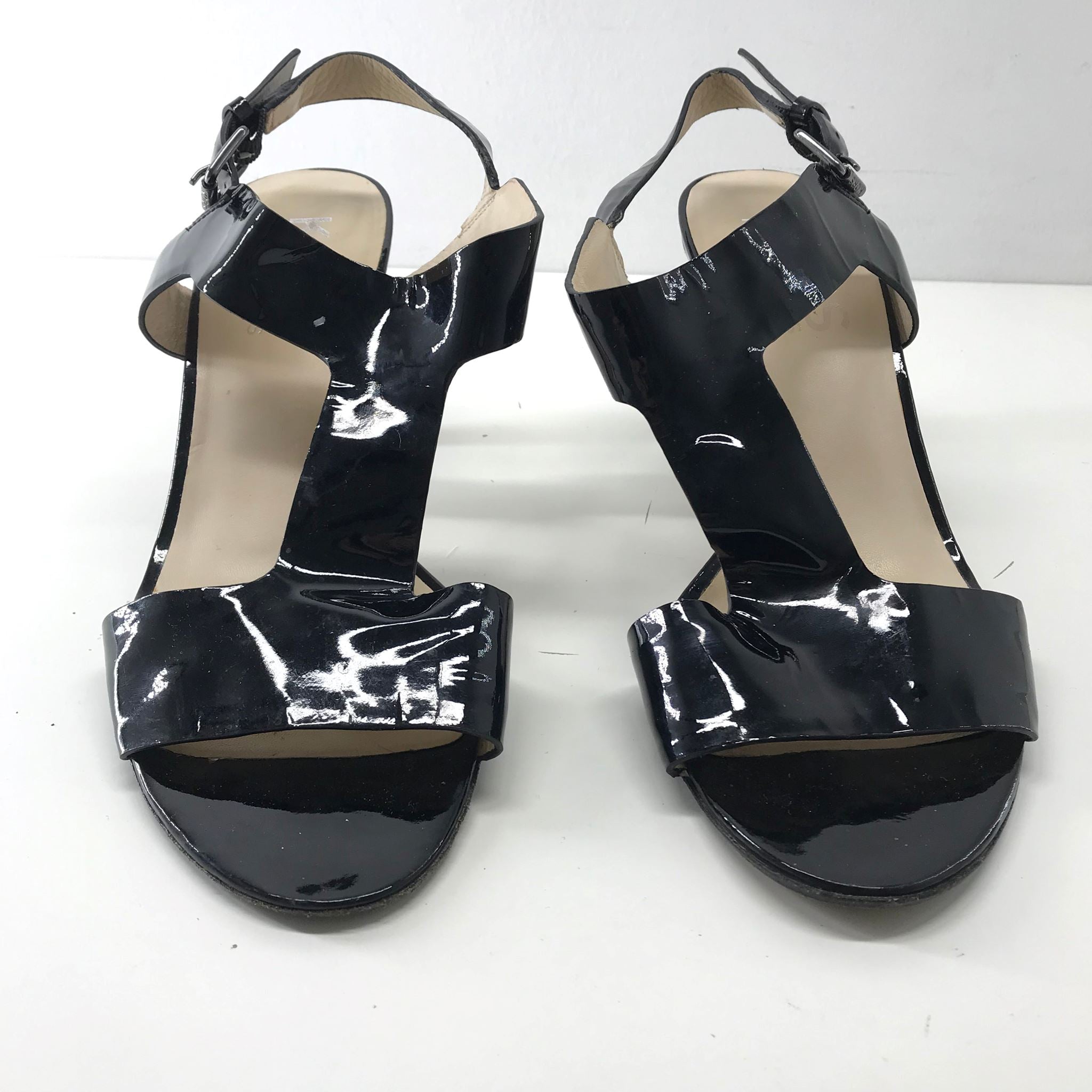 Michael Kors Women's Patent Leather T-Strap Sandal Heels Sz 9