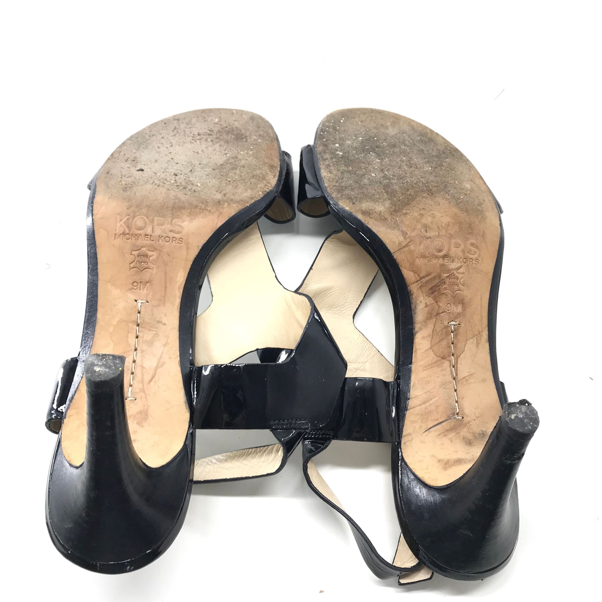Michael Kors Women's Patent Leather T-Strap Sandal Heels Sz 9