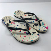 Kate Spade Women’s Felton Flip Flop Paint Splatter Pattern Black Strap Sz 7