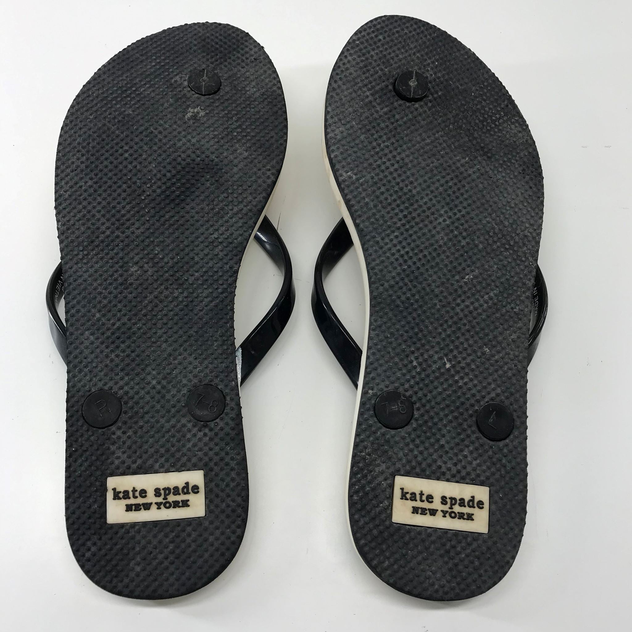 Kate Spade Women’s Felton Flip Flop Paint Splatter Pattern Black Strap Sz 7