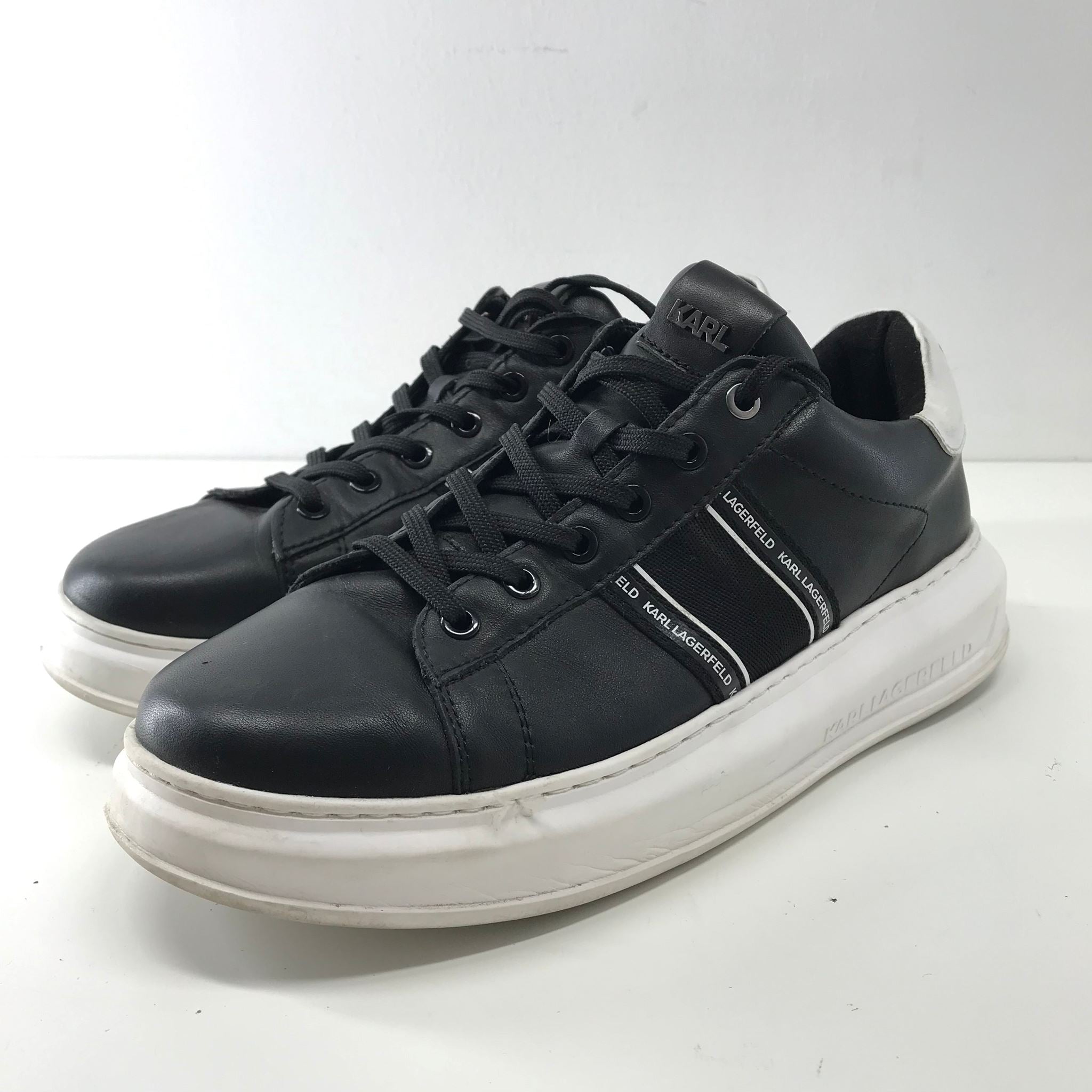 Karl Lagerfeld Kapri Black Leather Sneakers US Men's Size 8
