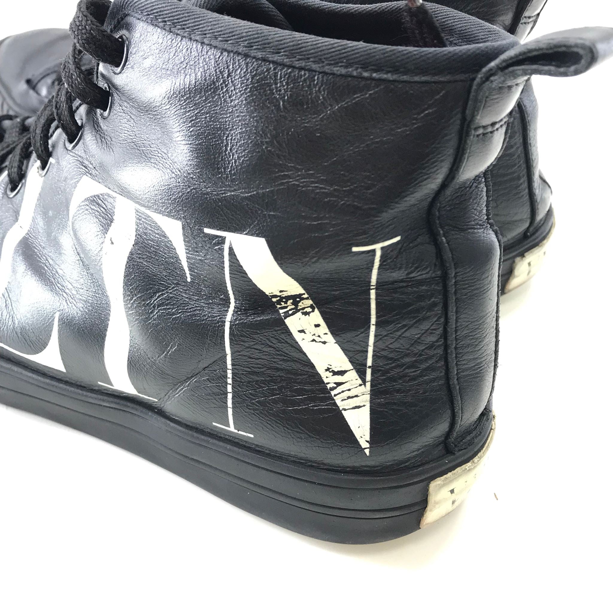 Valentino Garavani Men's VLTN High-Top Leather Sneakers Black Sz 10