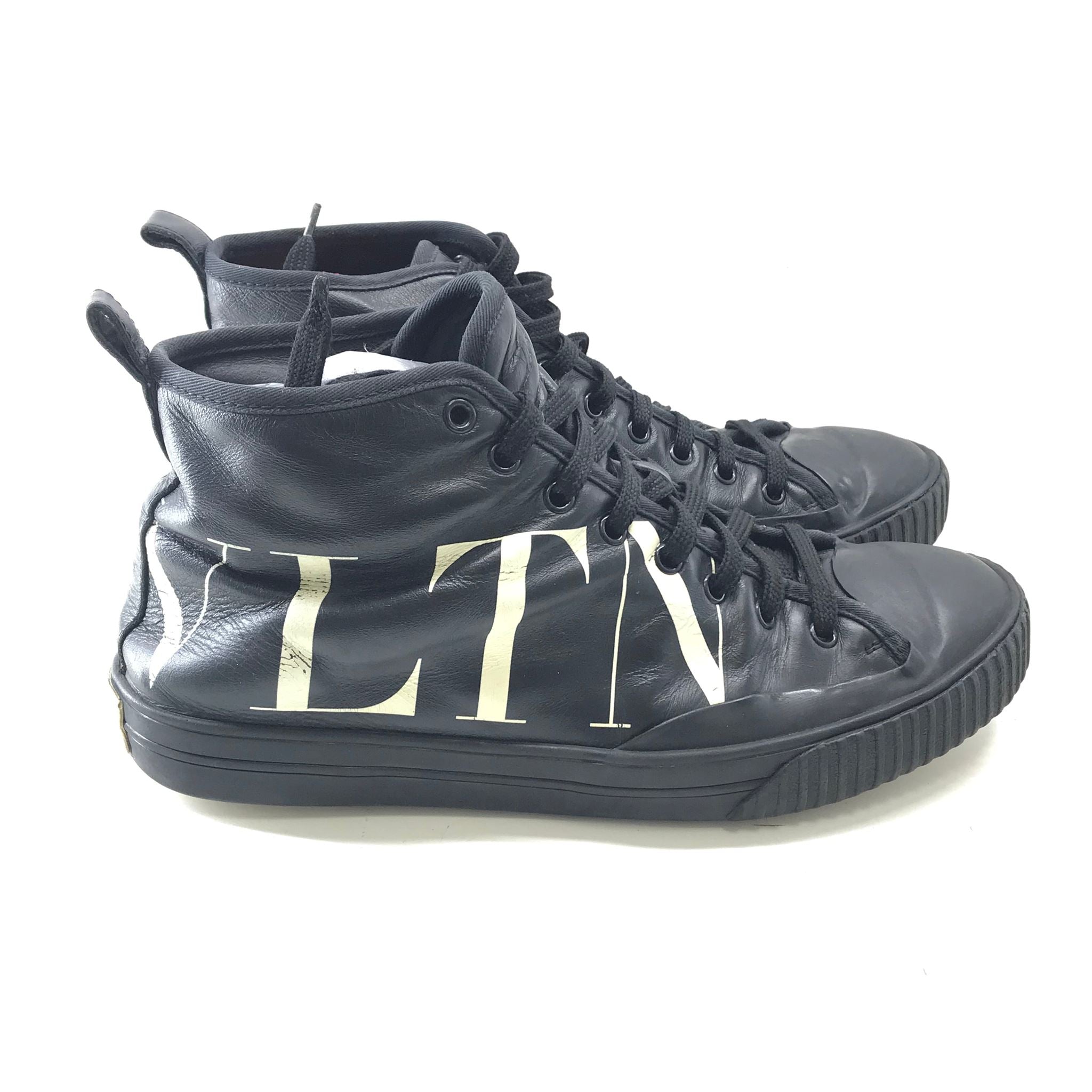 Valentino Garavani Men's VLTN High-Top Leather Sneakers Black Sz 10