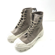 H&M Canvas and Rubber Women's Lace Up Boots - Beige US Size 5.5