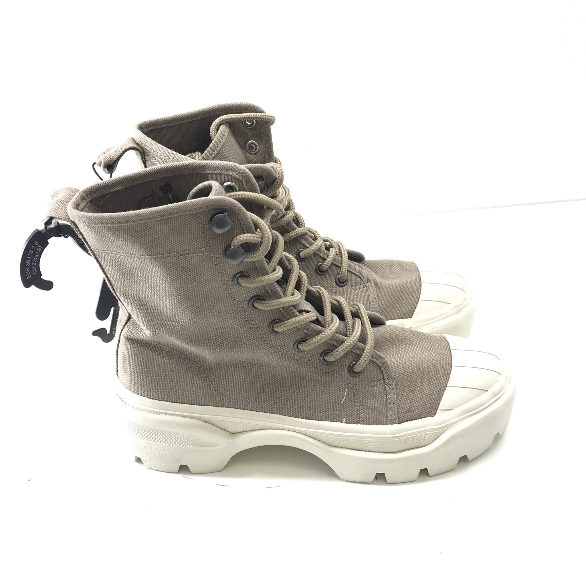 H&M Canvas and Rubber Women's Lace Up Boots - Beige US Size 5.5