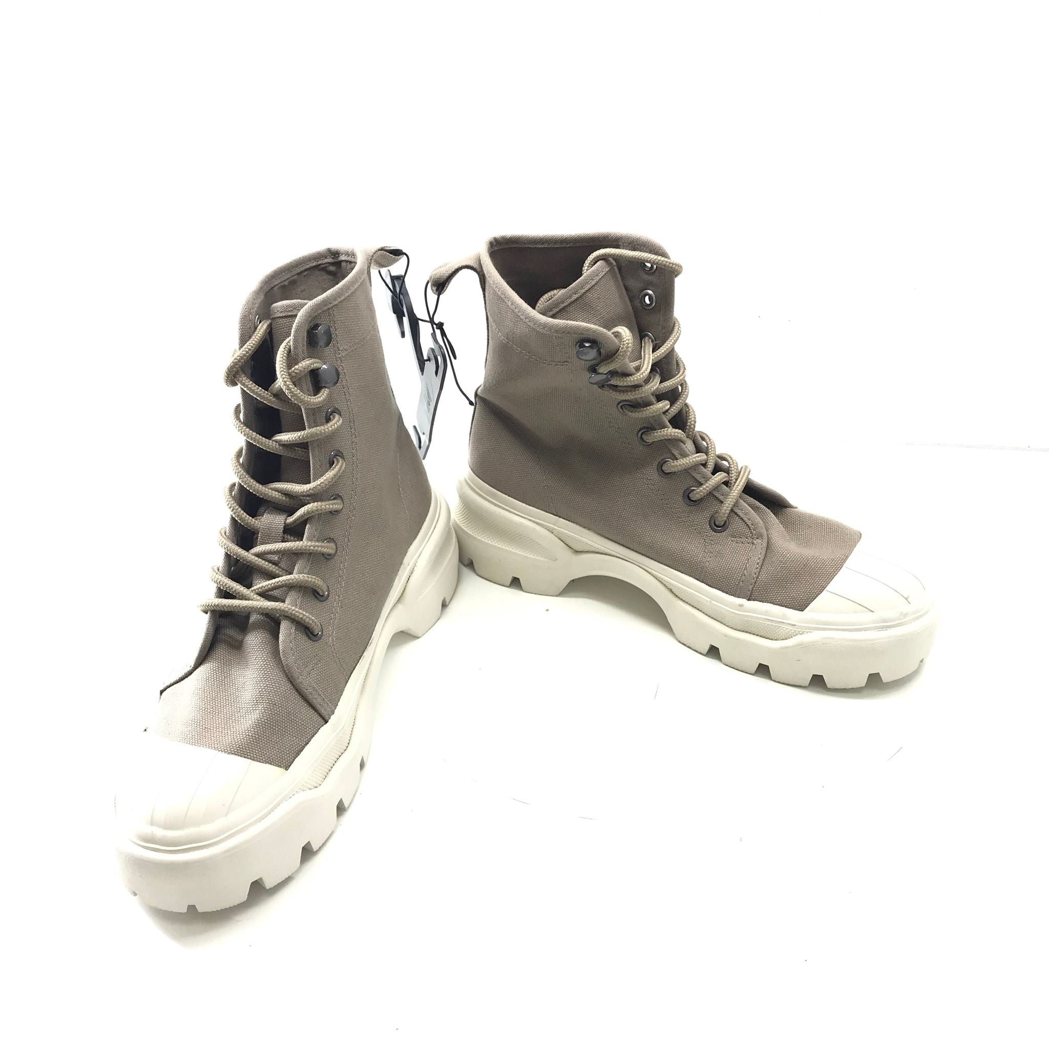 H&M Canvas and Rubber Women's Lace Up Boots - Beige US Size 5.5