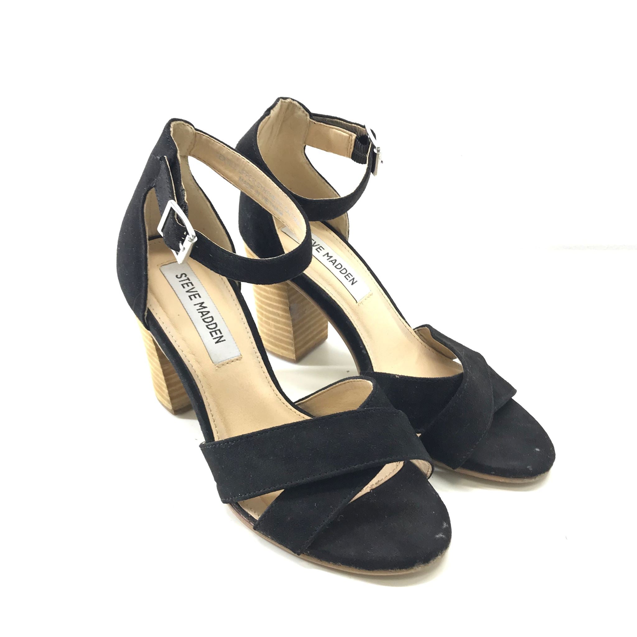 Steve Madden Women's Stacked Block Heel Faux Suede Sandals Sz 5.5