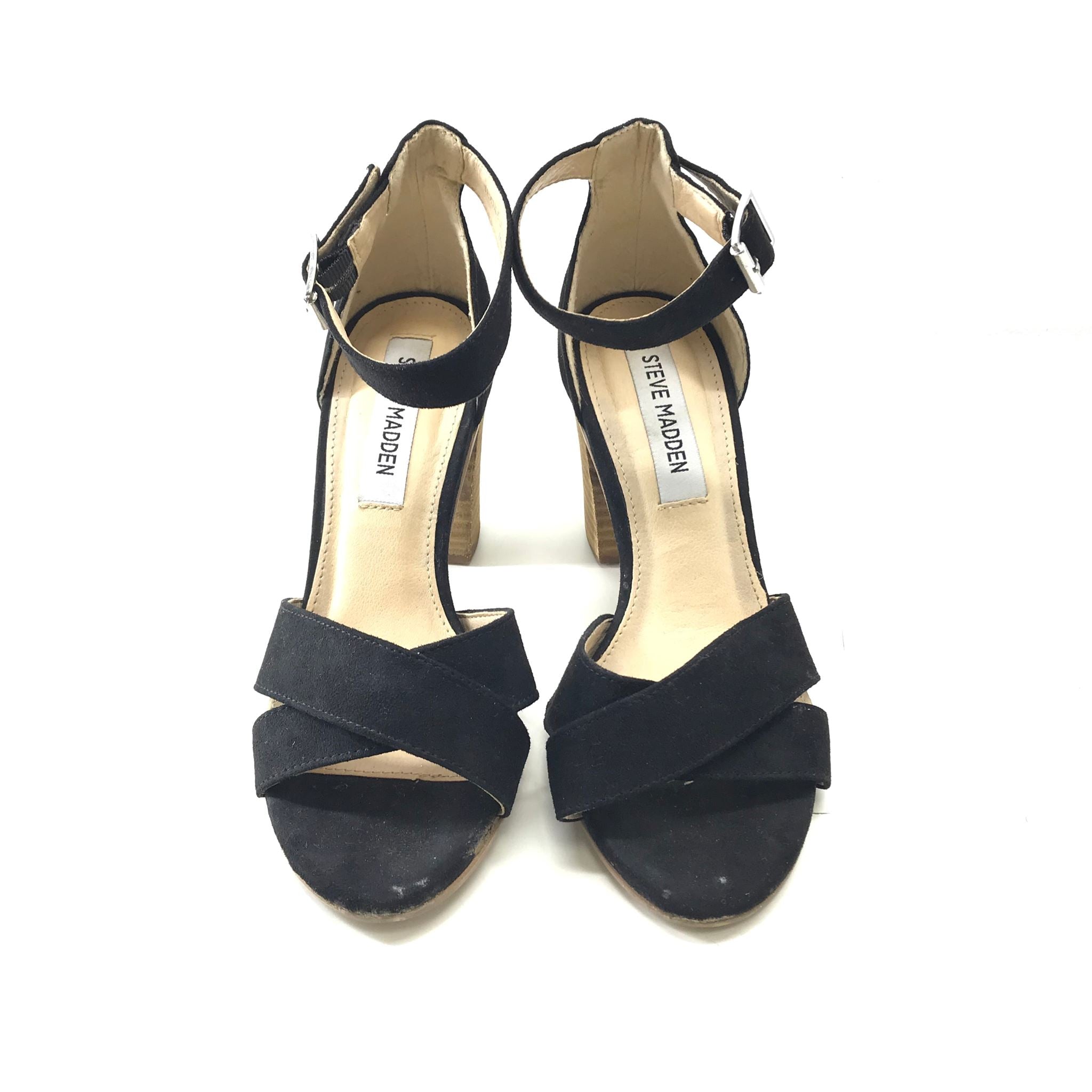 Steve Madden Women's Stacked Block Heel Faux Suede Sandals Sz 5.5