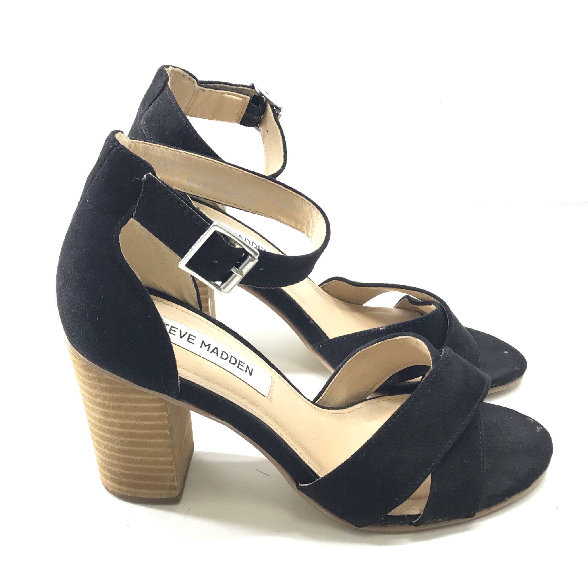 Steve Madden Women's Stacked Block Heel Faux Suede Sandals Sz 5.5
