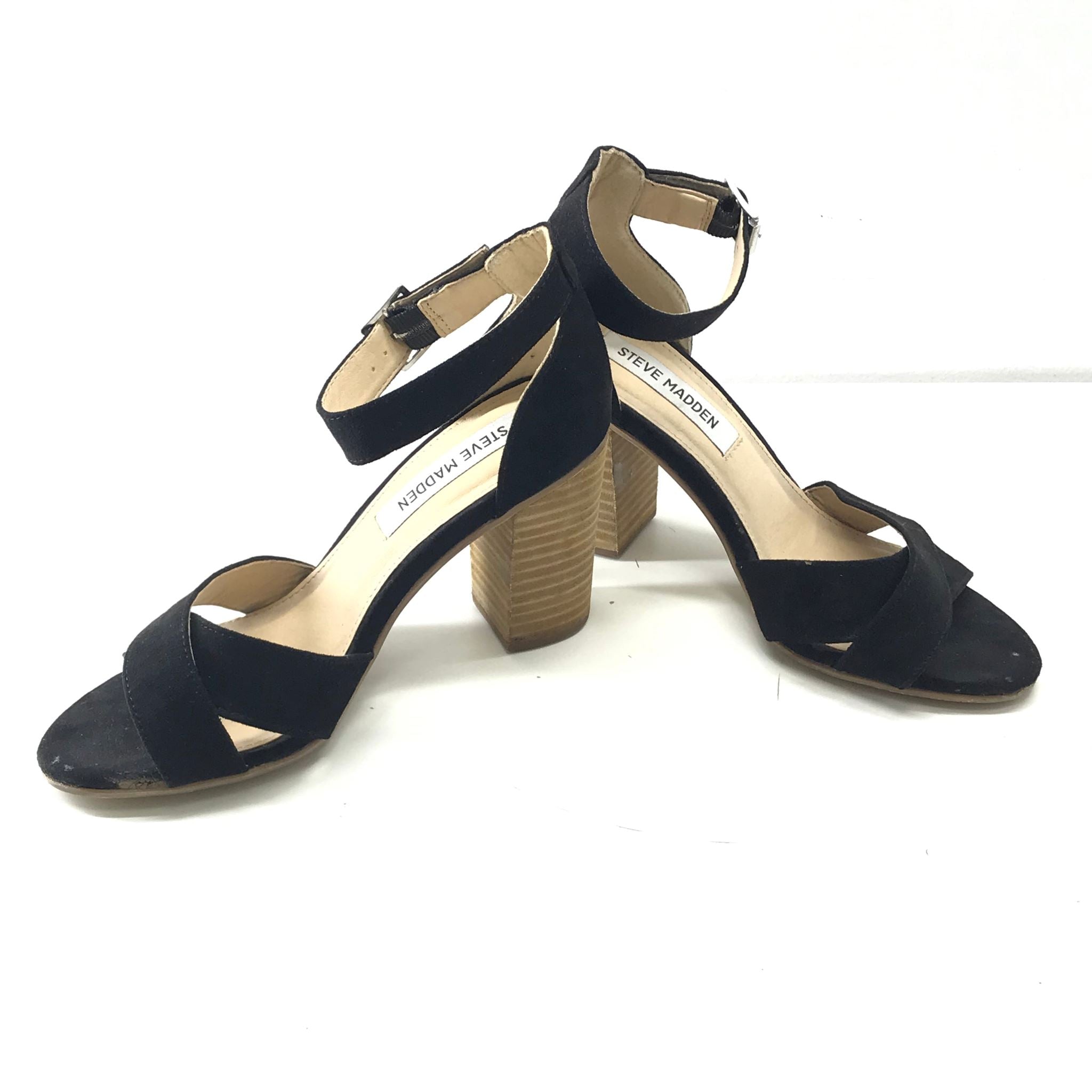 Steve Madden Women's Stacked Block Heel Faux Suede Sandals Sz 5.5