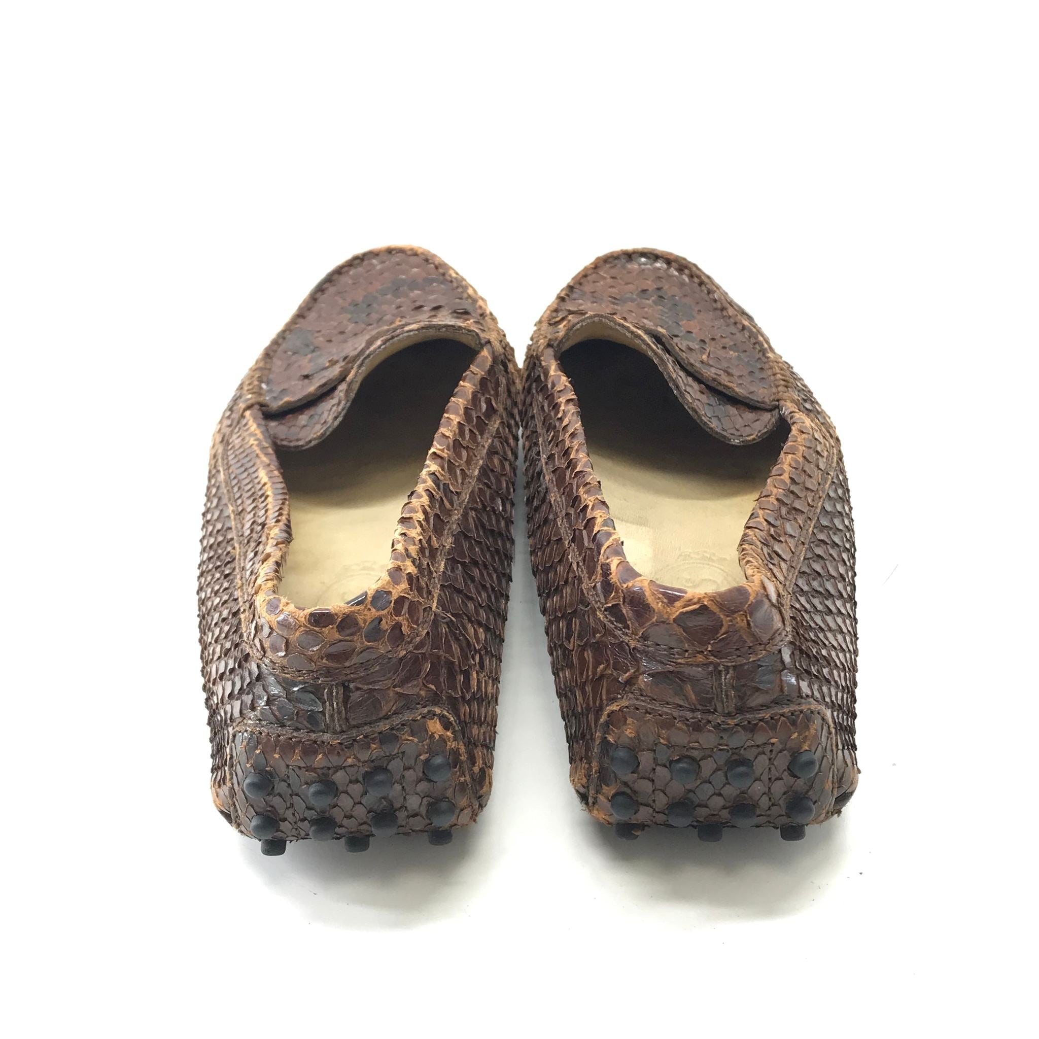 Tod's Men's Gommino Driving Shoes in Snake Skin - Brown EU Size 39.5 US Sz 6