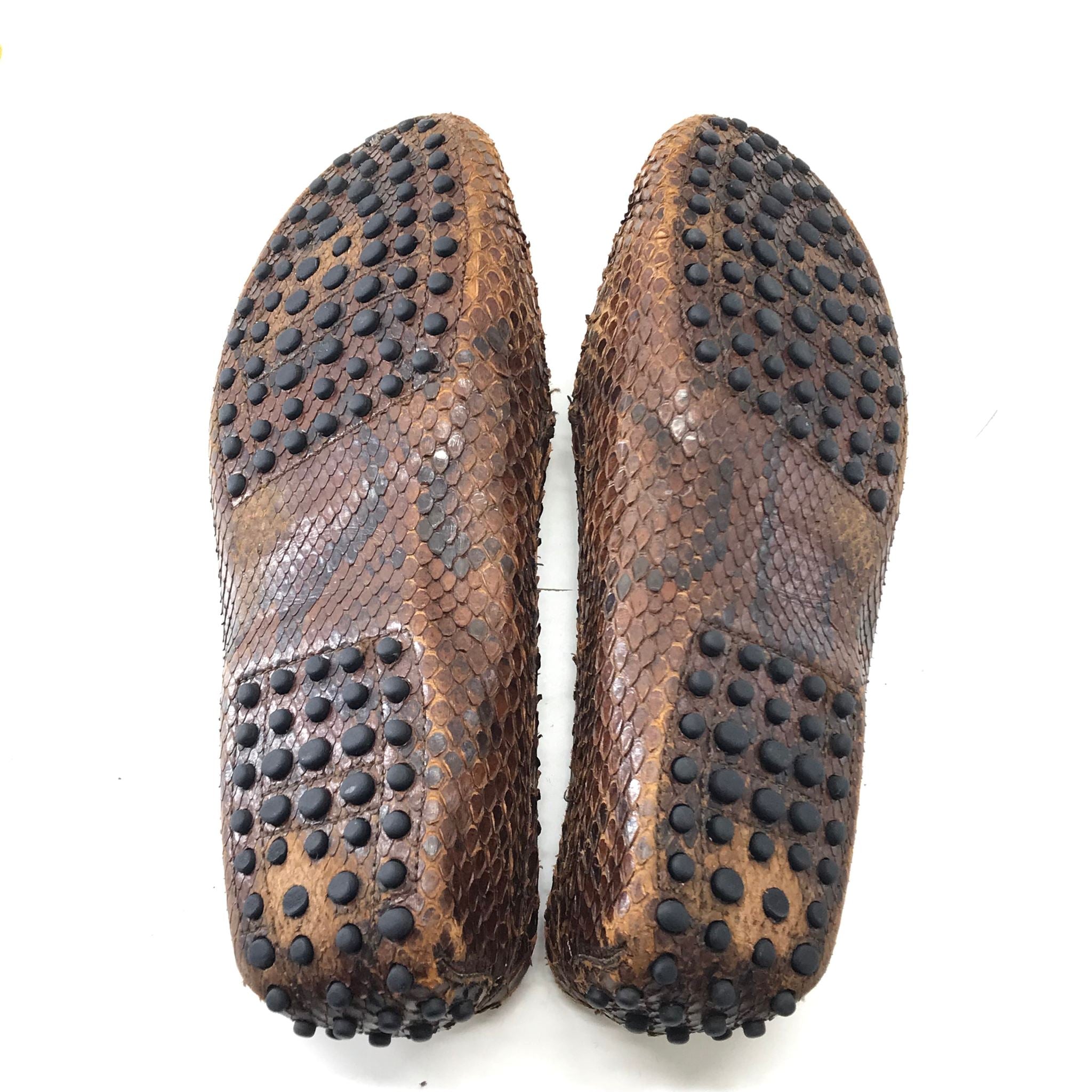 Tod's Men's Gommino Driving Shoes in Snake Skin - Brown EU Size 39.5 US Sz 6