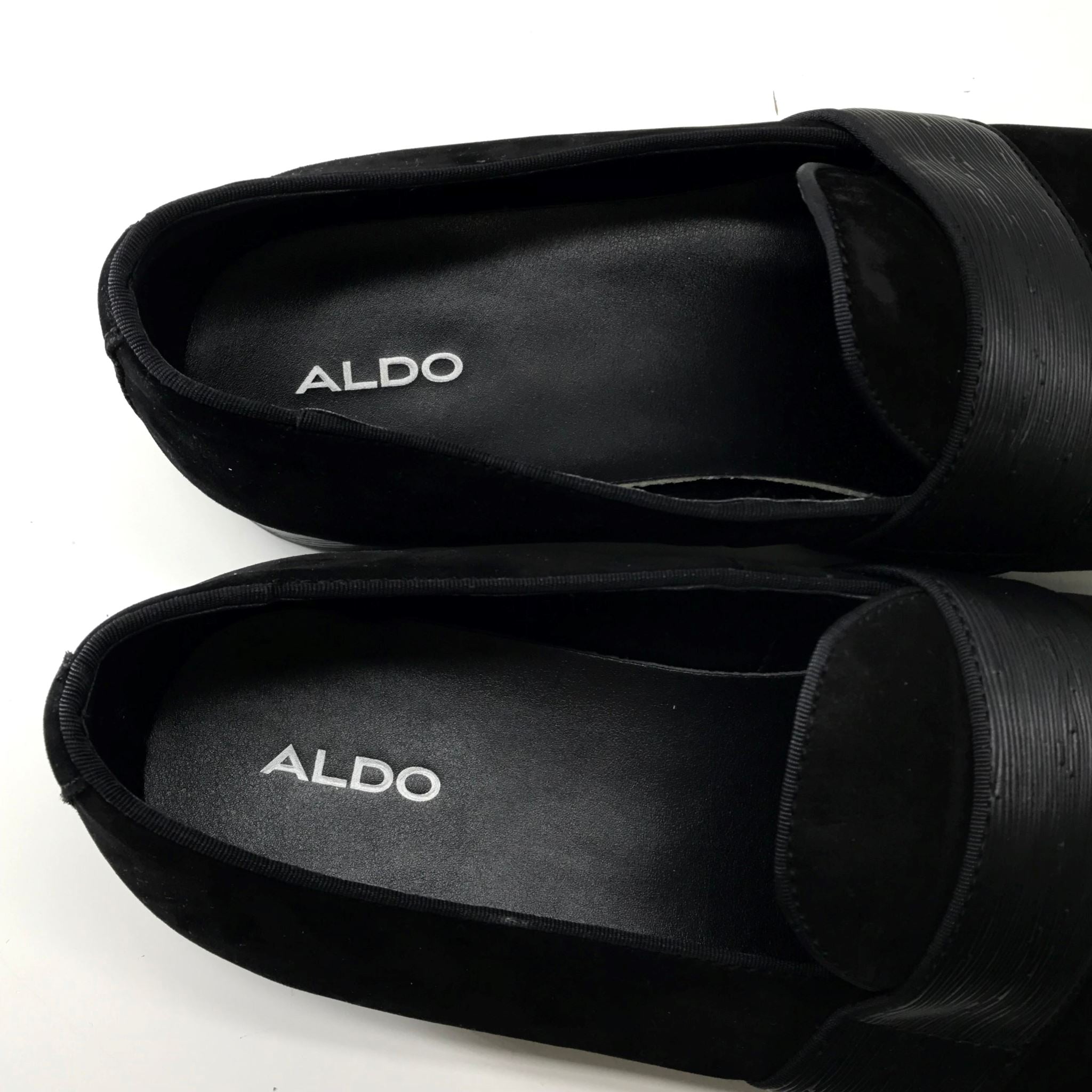 Aldo Asaria Black Leather Suede Men's Loafers US Size 9.5 - Black