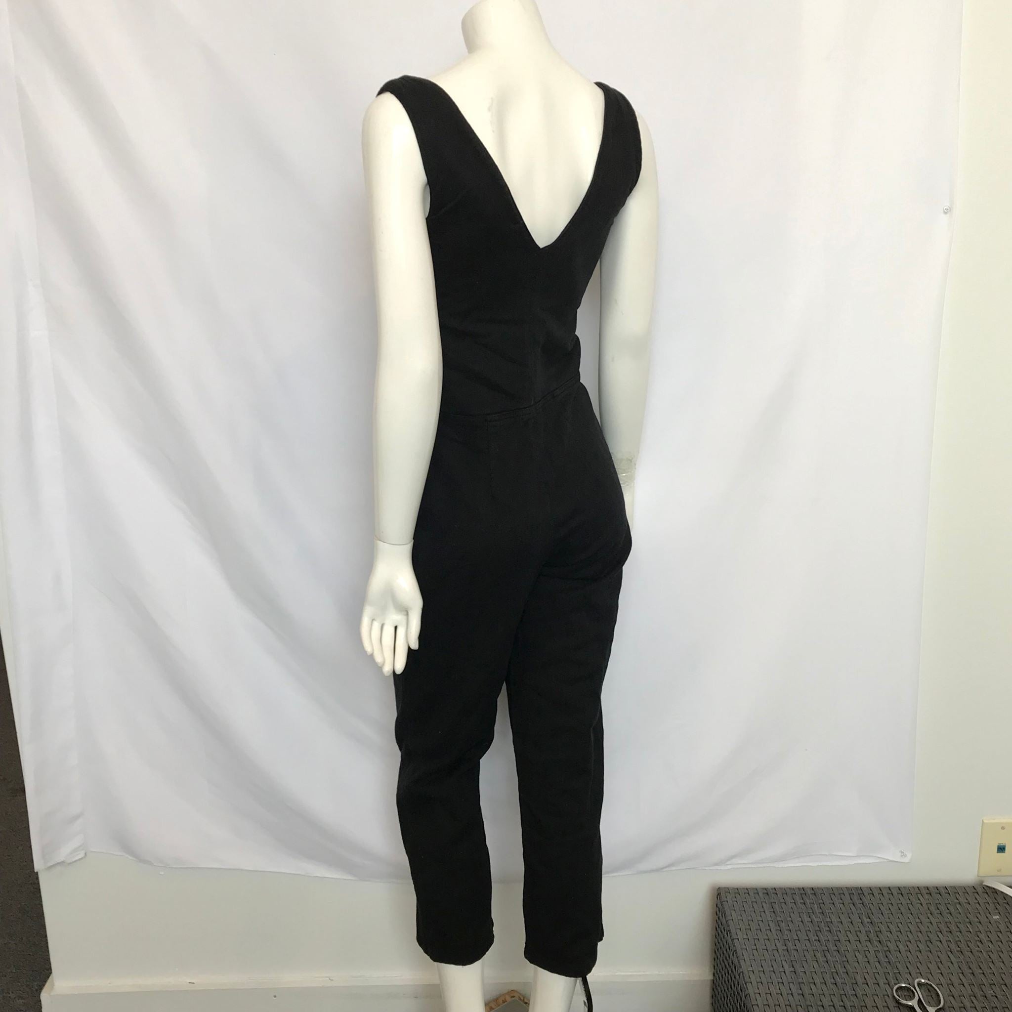 Zara TRF Collection Women's Denim Zip Up Jumpsuit Black Sz XS