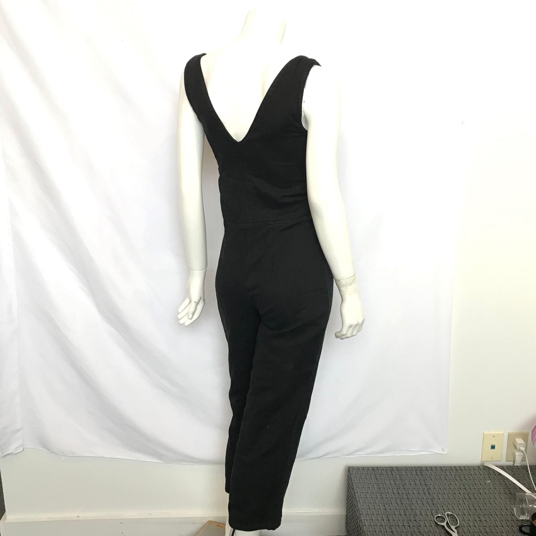 Zara TRF Collection Women's Denim Zip Up Jumpsuit Black Sz XS