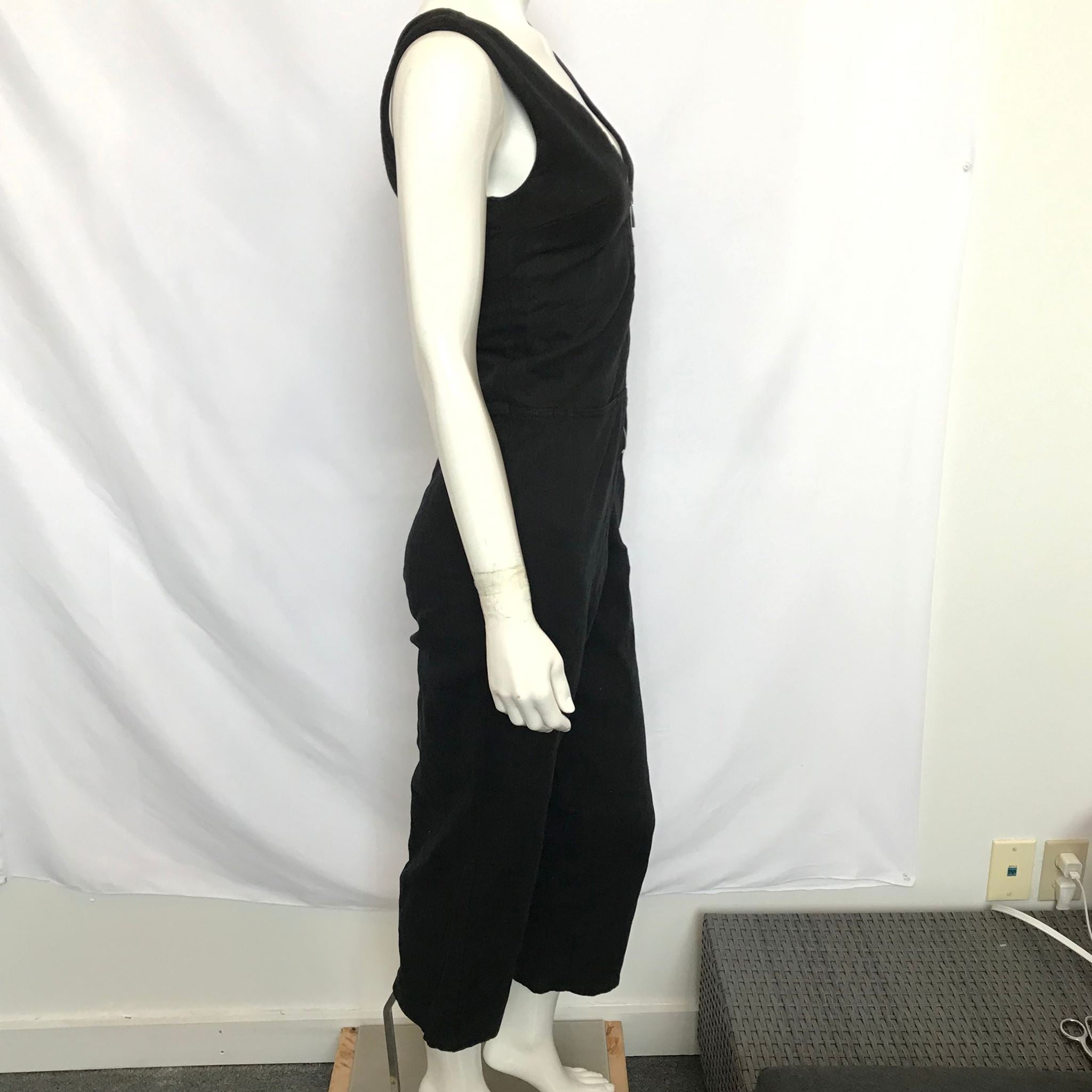Zara TRF Collection Women's Denim Zip Up Jumpsuit Black Sz XS