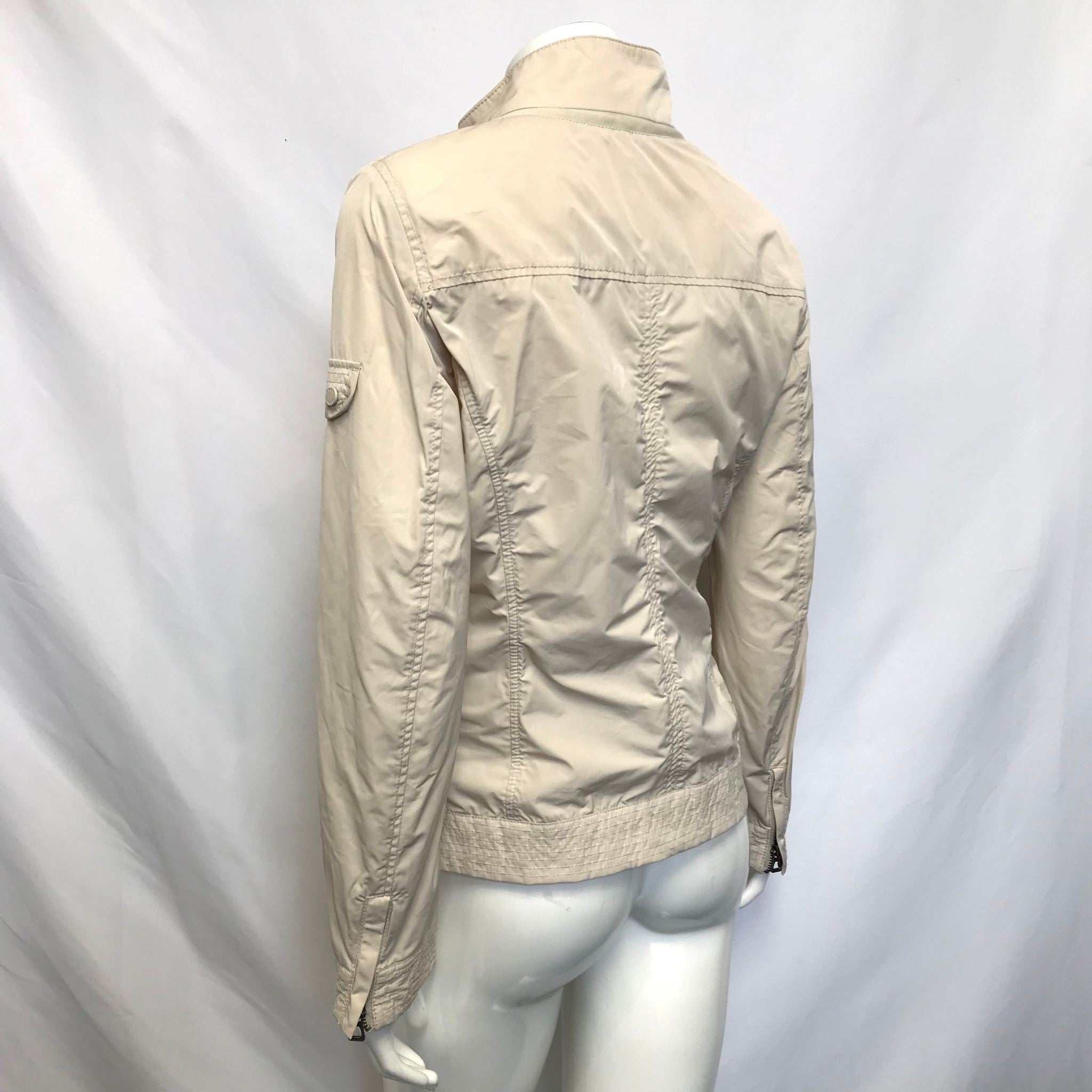 Geox Respira Women's Off White Nylon Windbreaker Jacket Sz 8