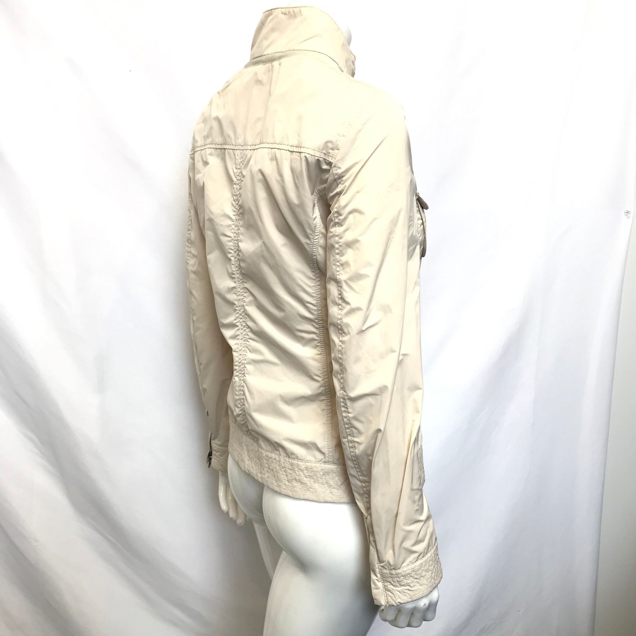 Geox Respira Women's Off White Nylon Windbreaker Jacket Sz 8