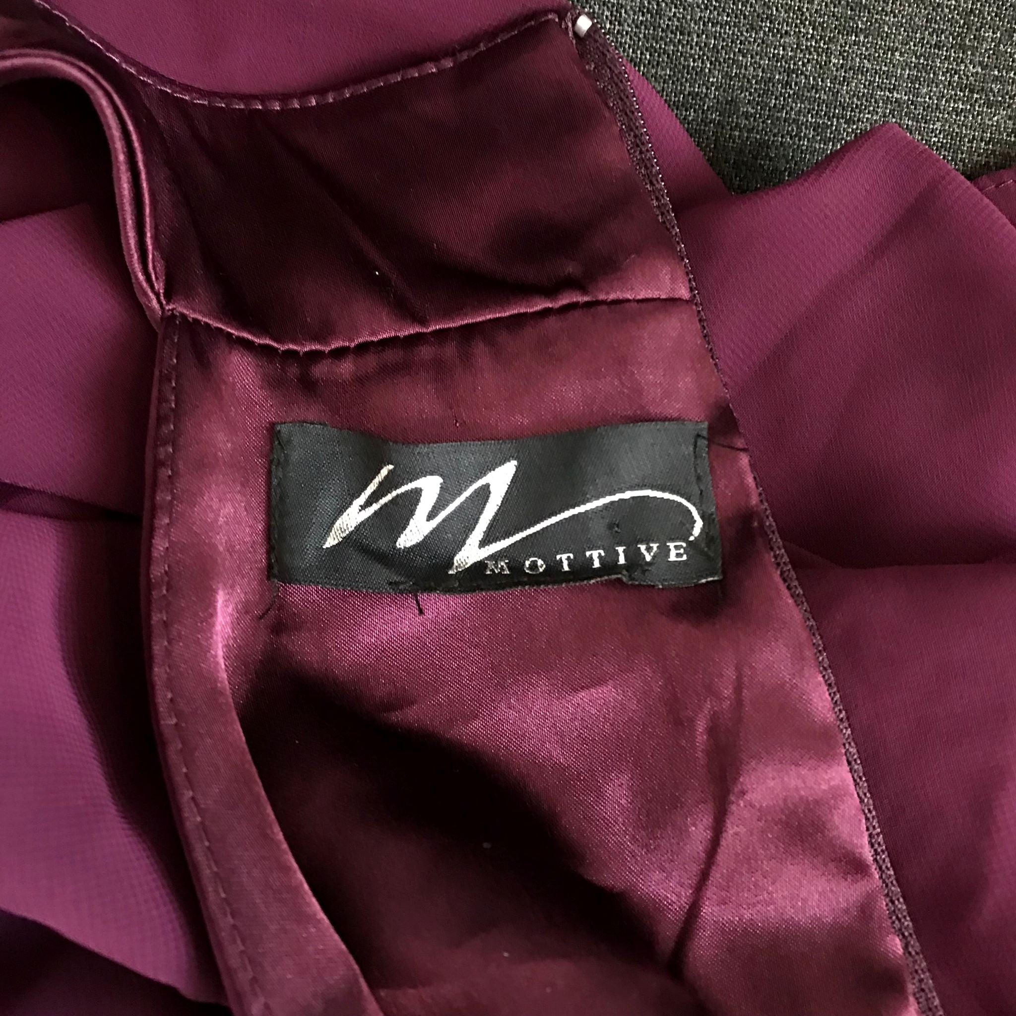 Mottive Women's Plum Purple Chiffon Halter Embellished Halter Dress Sz 8