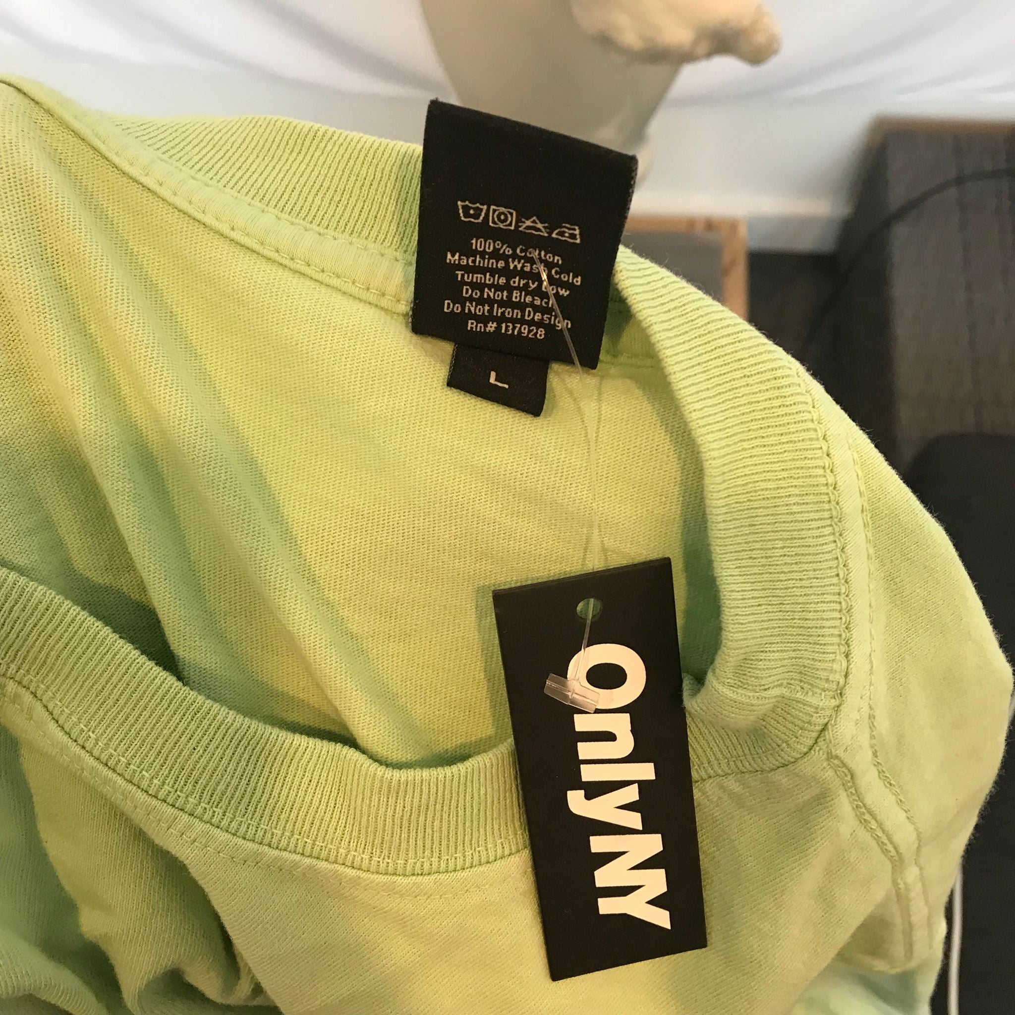 Only NY Premium Basics Heavyweight Cotton T-Shirt Solid Mint Green Sz L