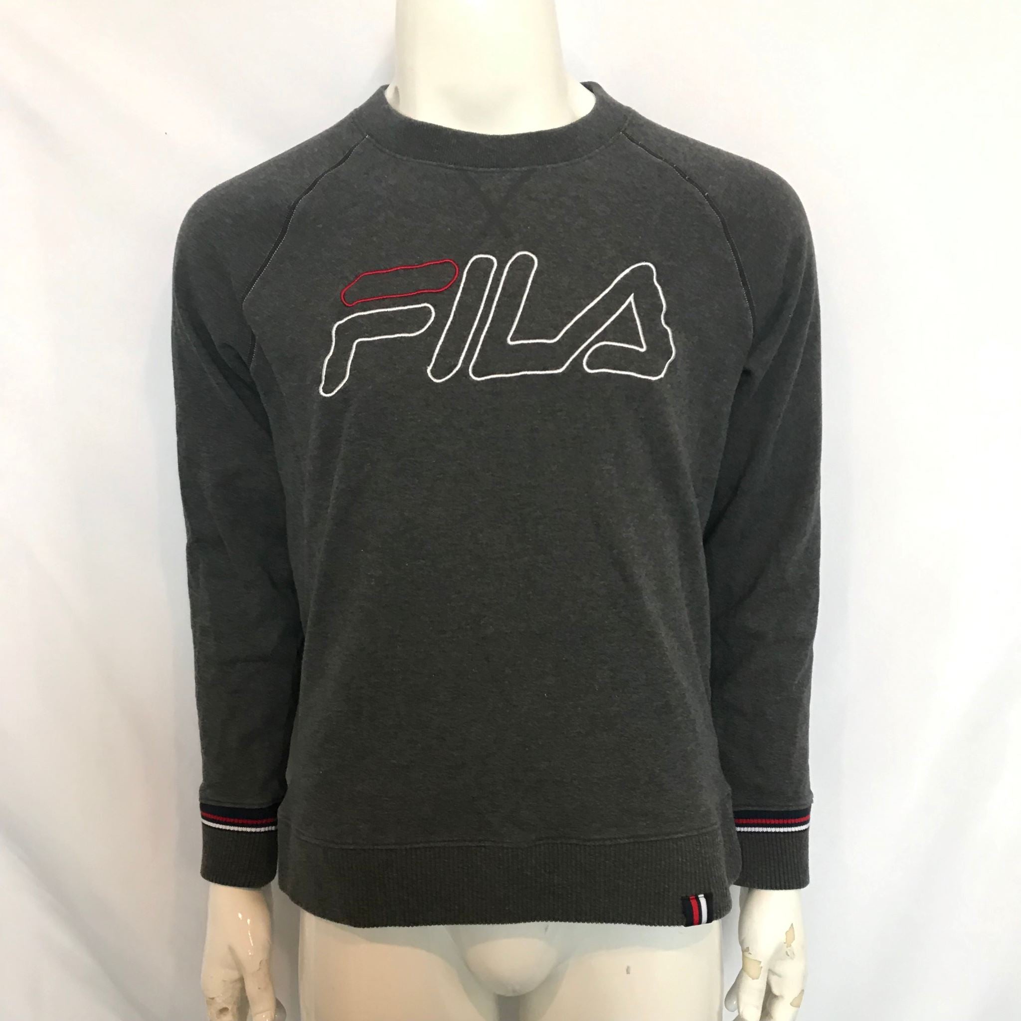 Fila Men's Classic Logo Crew Neck Sweatshirt Dark Gray Sz M