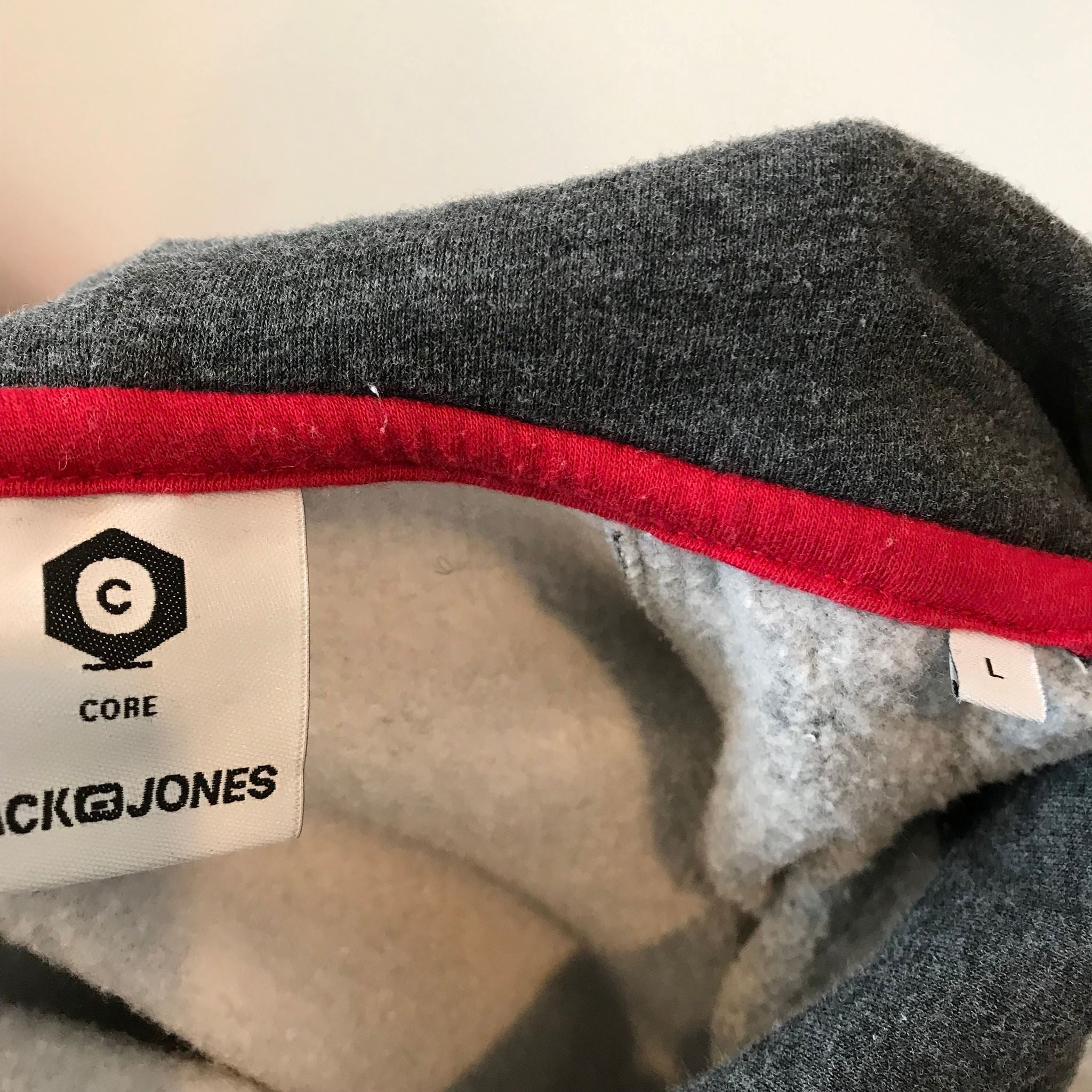 Jack and Jones Men's Gray Black Combo Core Hooded Sweatshirt Size L