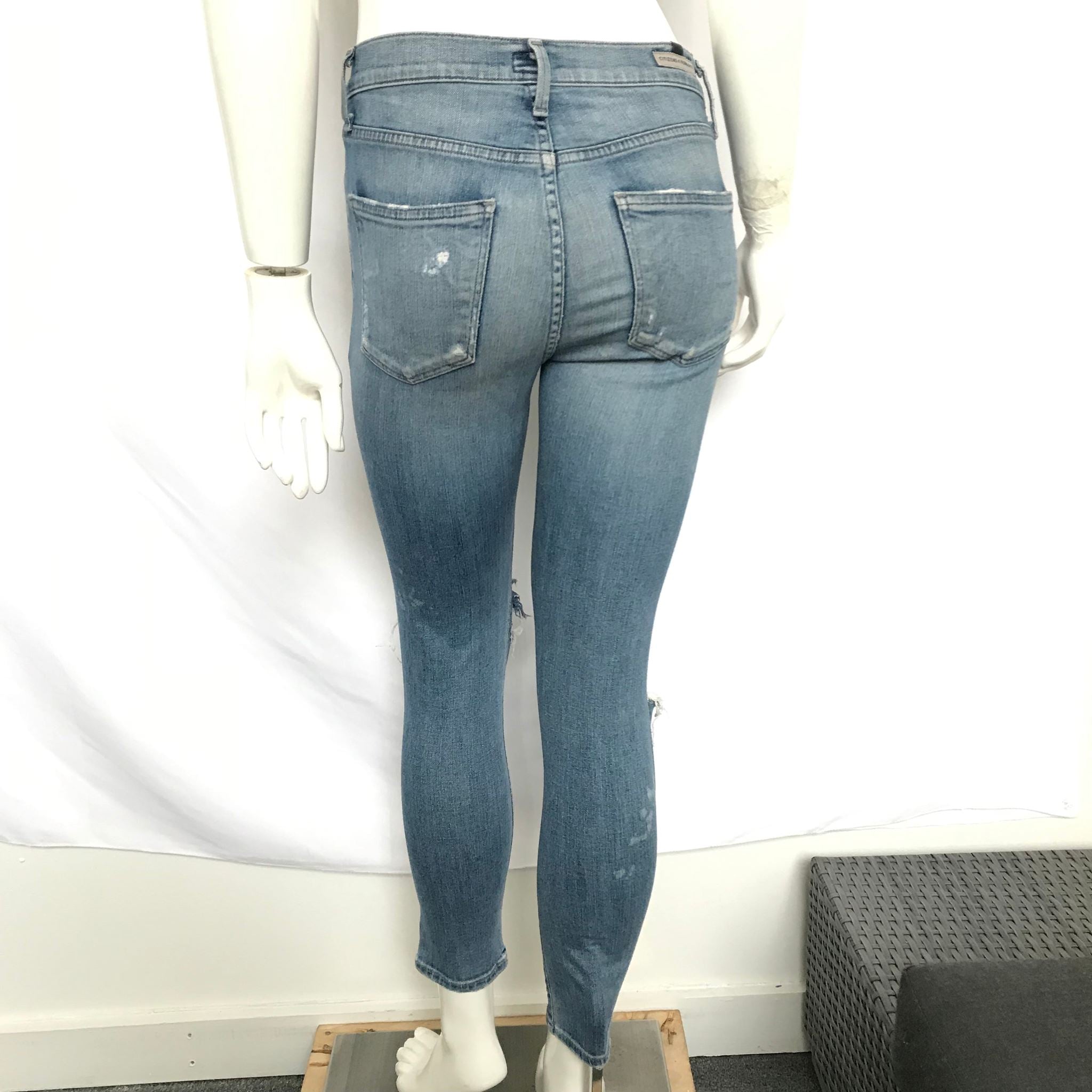 Citizens of Humanity Women's Light Wash Distressed and Ripped Skinny Jeans Sz 26