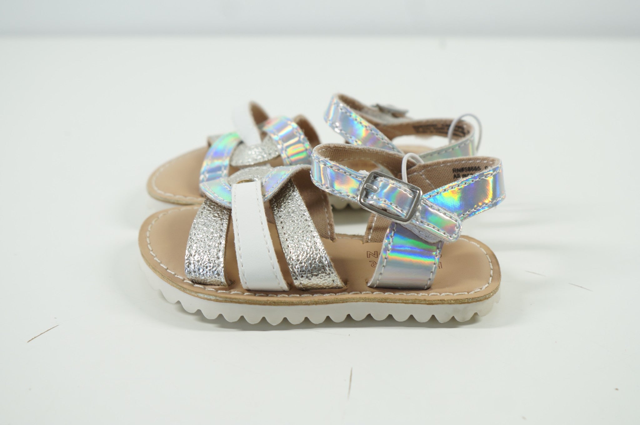 Harper Canyon Finley Baby Girl Strappy Sandals Shoes Toddler Silver Sz 5