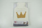 Cozy Wear 2L Hot Water Bottle Warmer + Cover White Faux Fur Sequin Crown