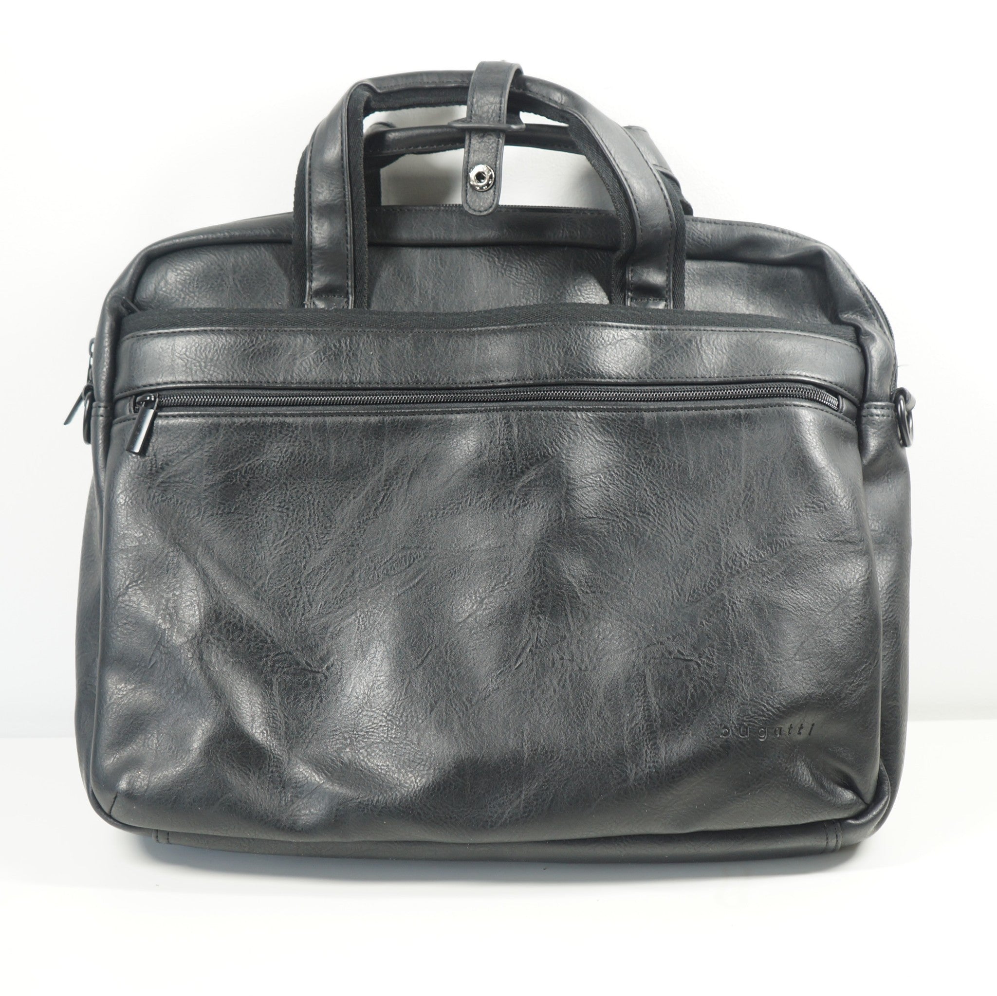 Bugatti Vegan Leather Padded Laptop Bag Briefcase RFID Black