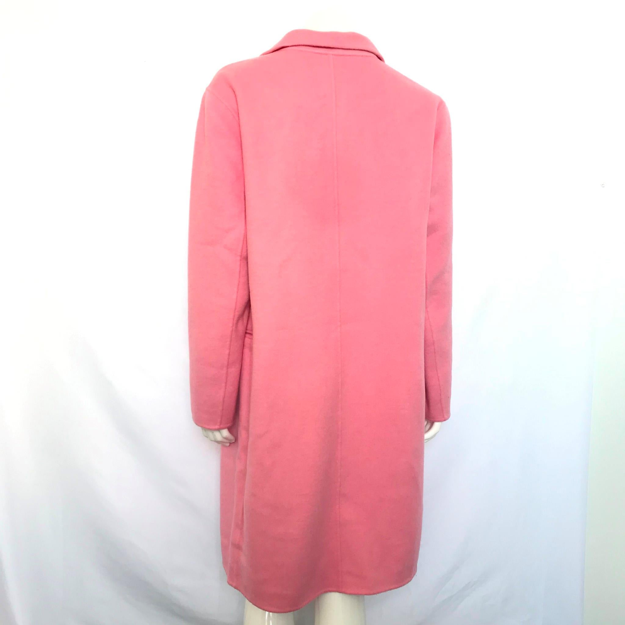 Sandro Women's Wool Cotton Blend Single Breasted Coat Rose Pink Size 10