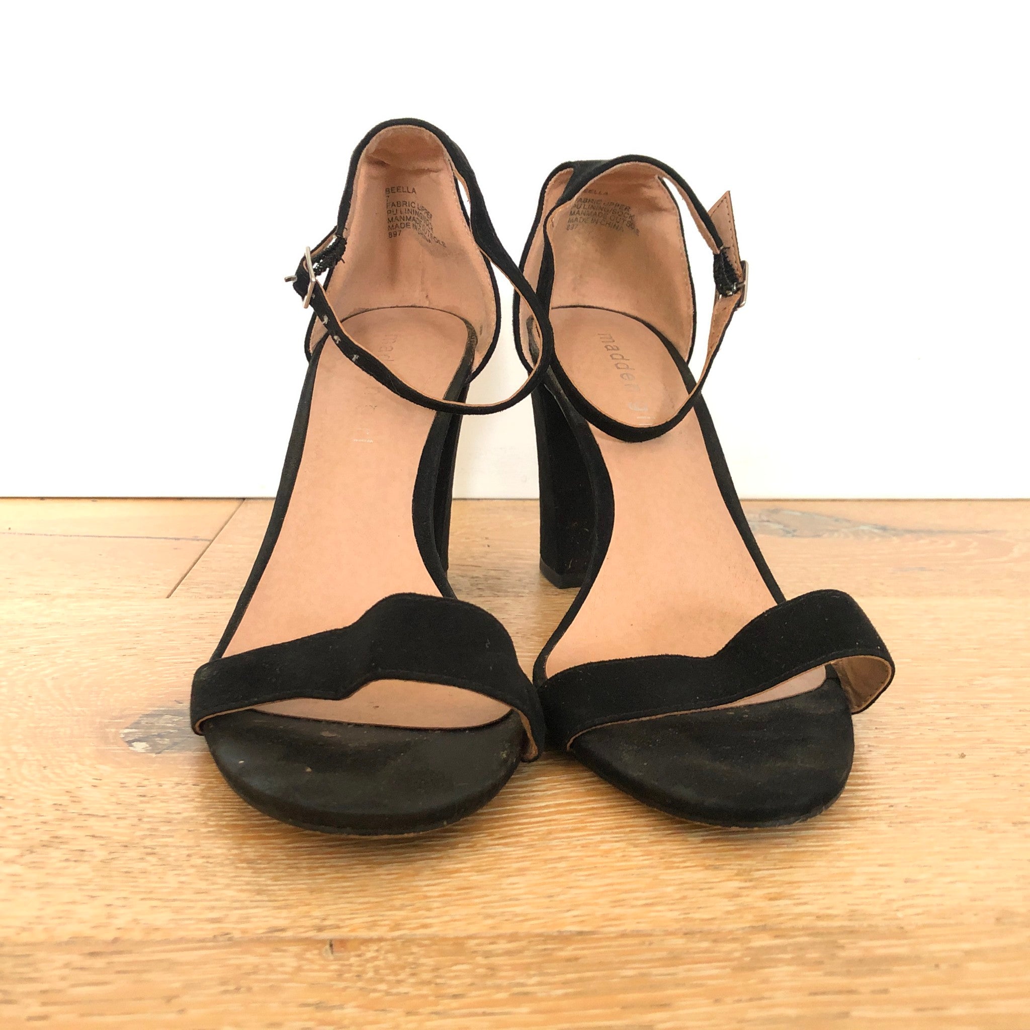 Madden Girl Women's Beella Ankle Strap Sandals Black Sz 7