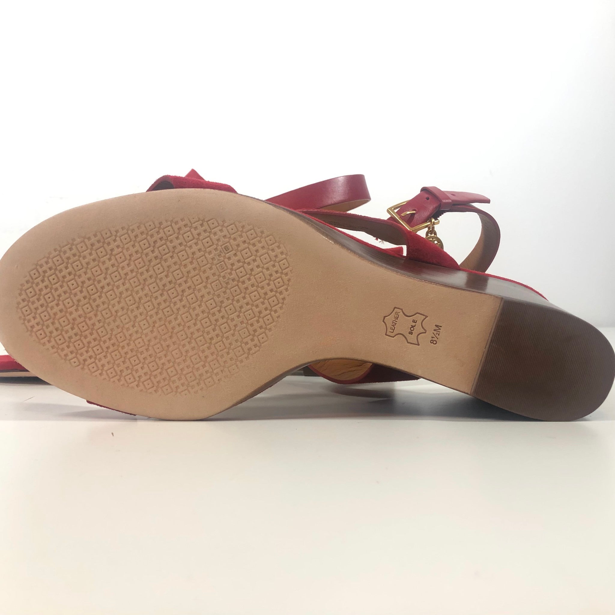 Tory Burch Benton Suede Wedge Sandals Heels Red Sz 8.5