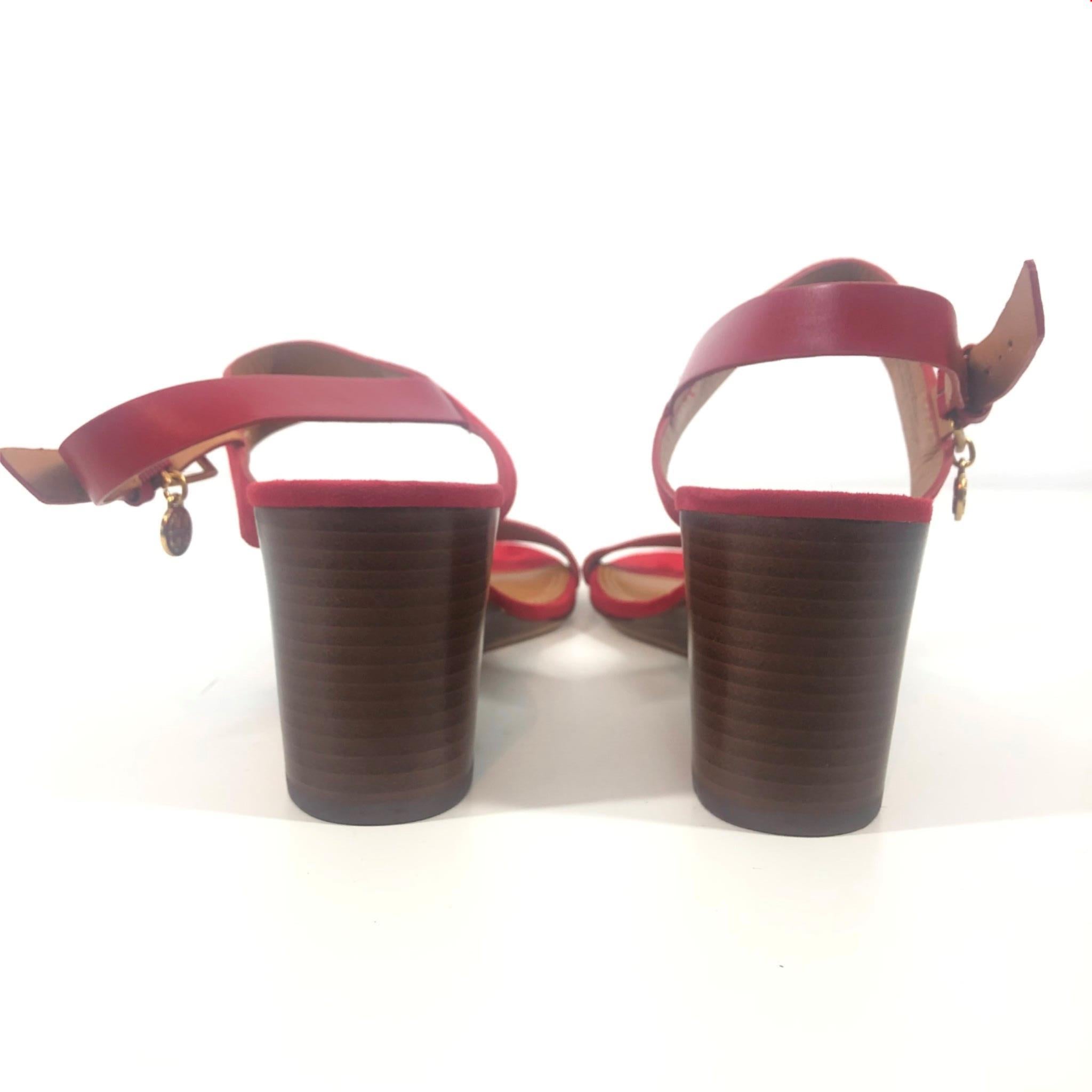 Tory Burch Benton Suede Wedge Sandals Heels Red Sz 8.5