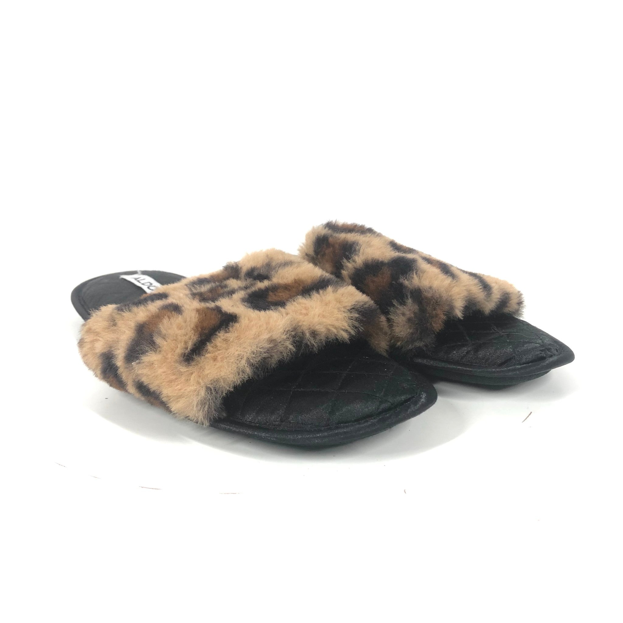 Aldo Feari Slippers Leopard Faux Fur Sz 7/8