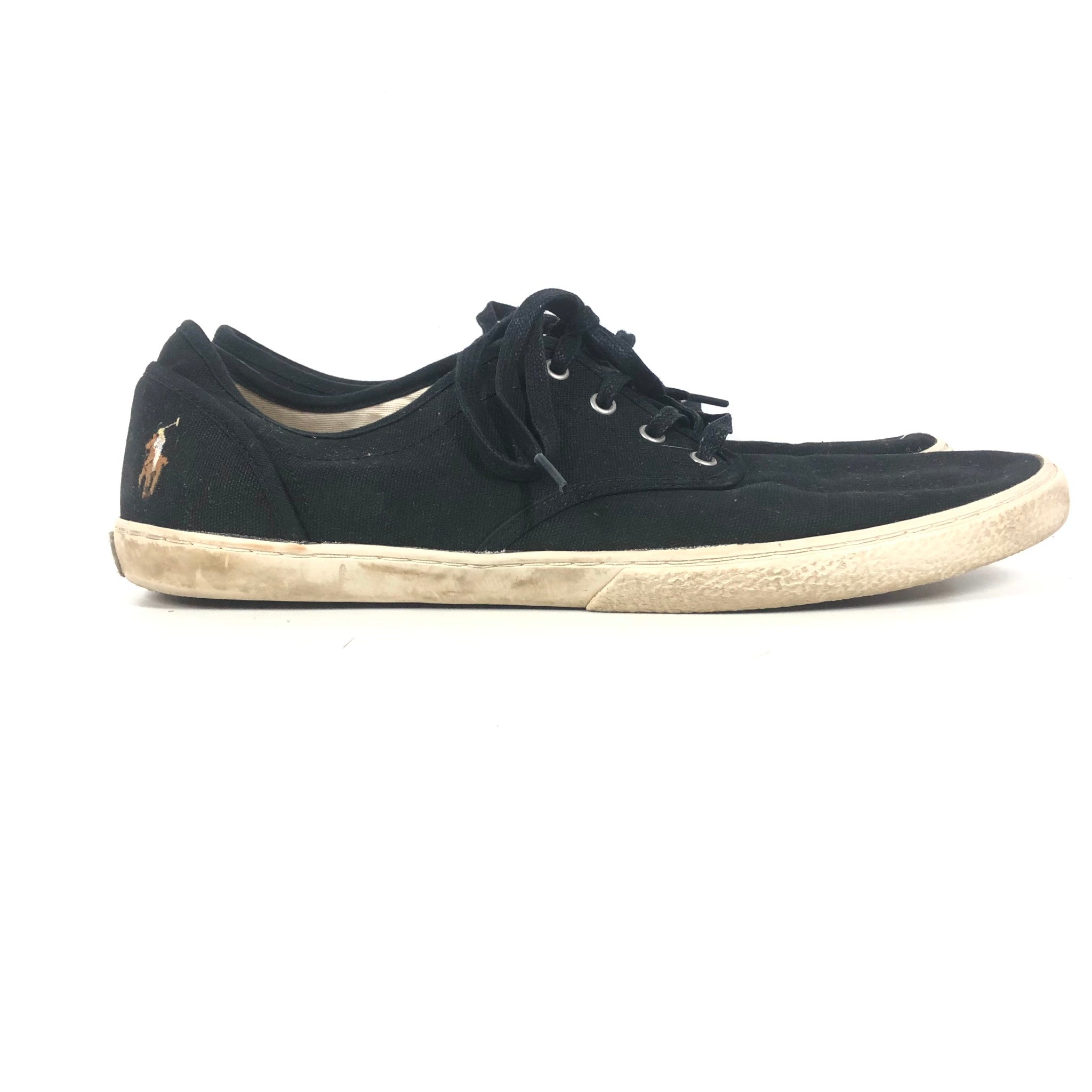 Polo Ralph Lauren 'Ethan Lace' Low Canvas Casual Shoes US Sz 12 - Black