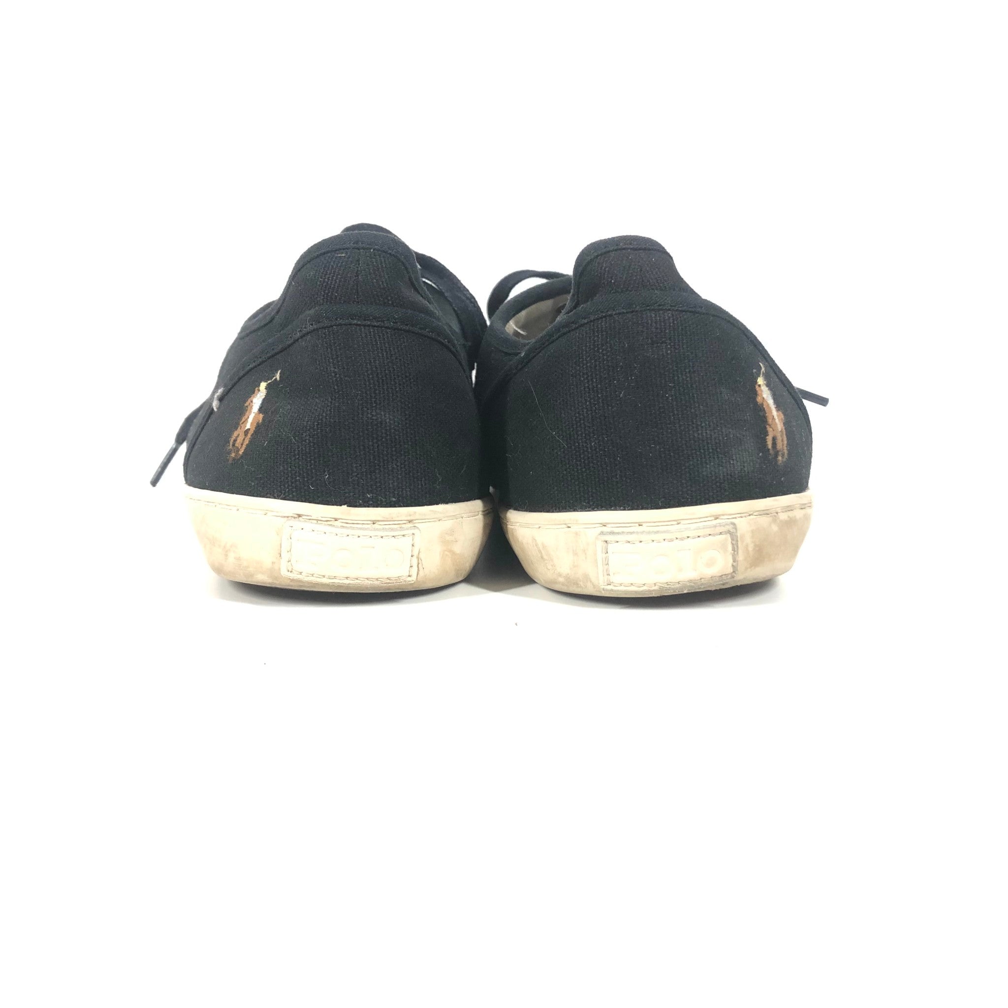 Polo Ralph Lauren 'Ethan Lace' Low Canvas Casual Shoes US Sz 12 - Black