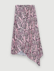 MAJE Apollo Asymmetric Paisley Swirl Midi Skirt Paisley Rose Sz 0