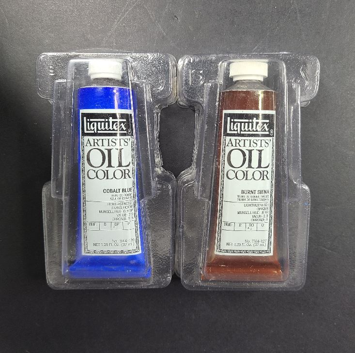 2 x 1.25oz Liquitex Artists' Oil Paint Cobalt Blue & Burnt Siena