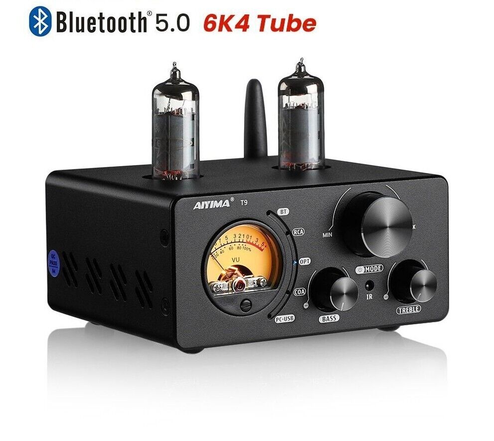 AIYIMA Tube T9 Bluetooth Tube Amplifier BT 5.0 Power Amplifiers VU Meters