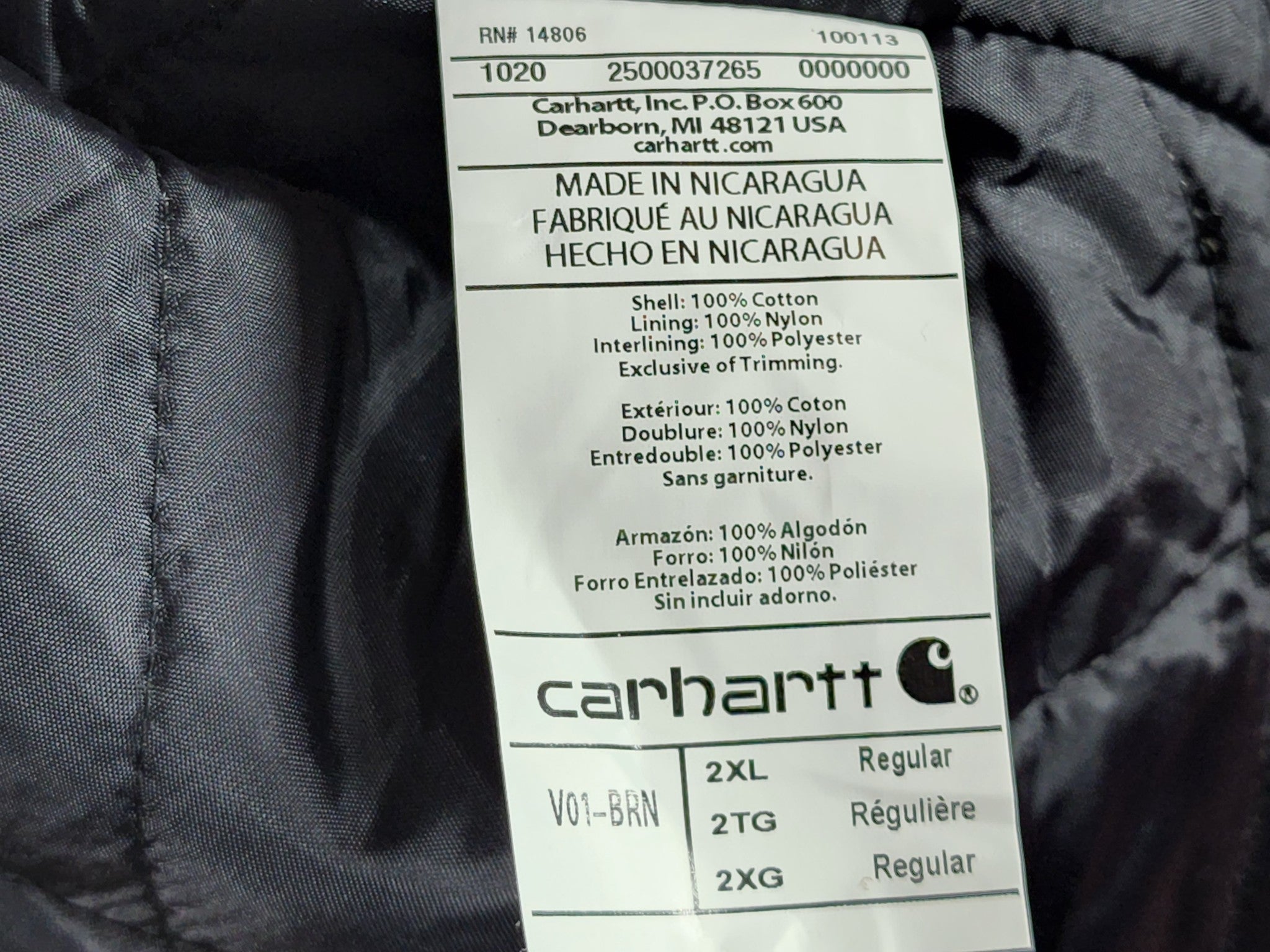 Carhartt Men's Relaxed Fit Firm Duck Insulated Rib Collar Vest Brown Sz 2XL XXL