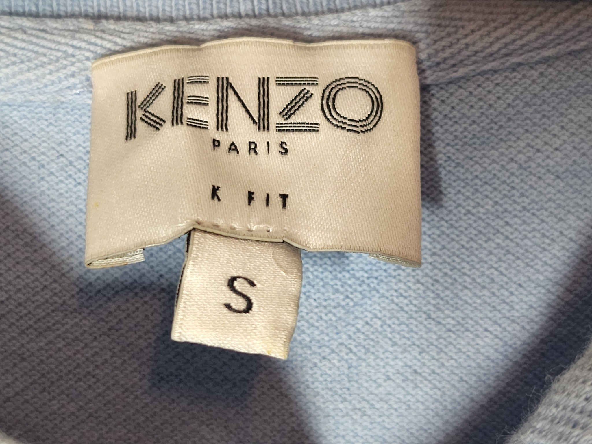 Kenzo Men's Fitted Tiger Crest Polo Shirt Light Blue F955PO0014BA Sz S