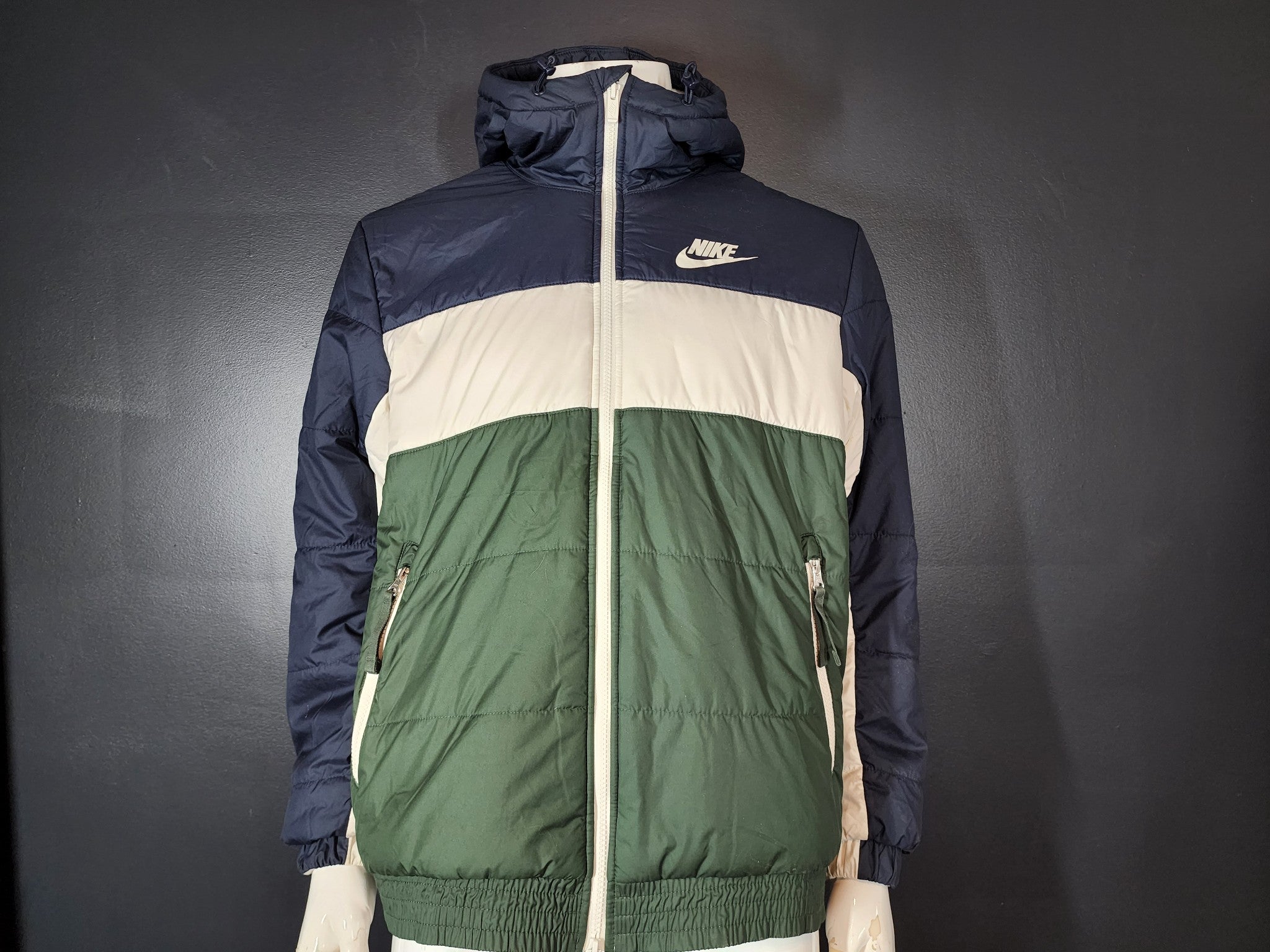 Nike Men's Fleece Lined Hooded Jacket Blue Green White BV4684-451 Sz L