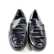 Tod's Womens Black Patent Leather Loafers Slip On Rubber Sole Flat Shoes Sz 8