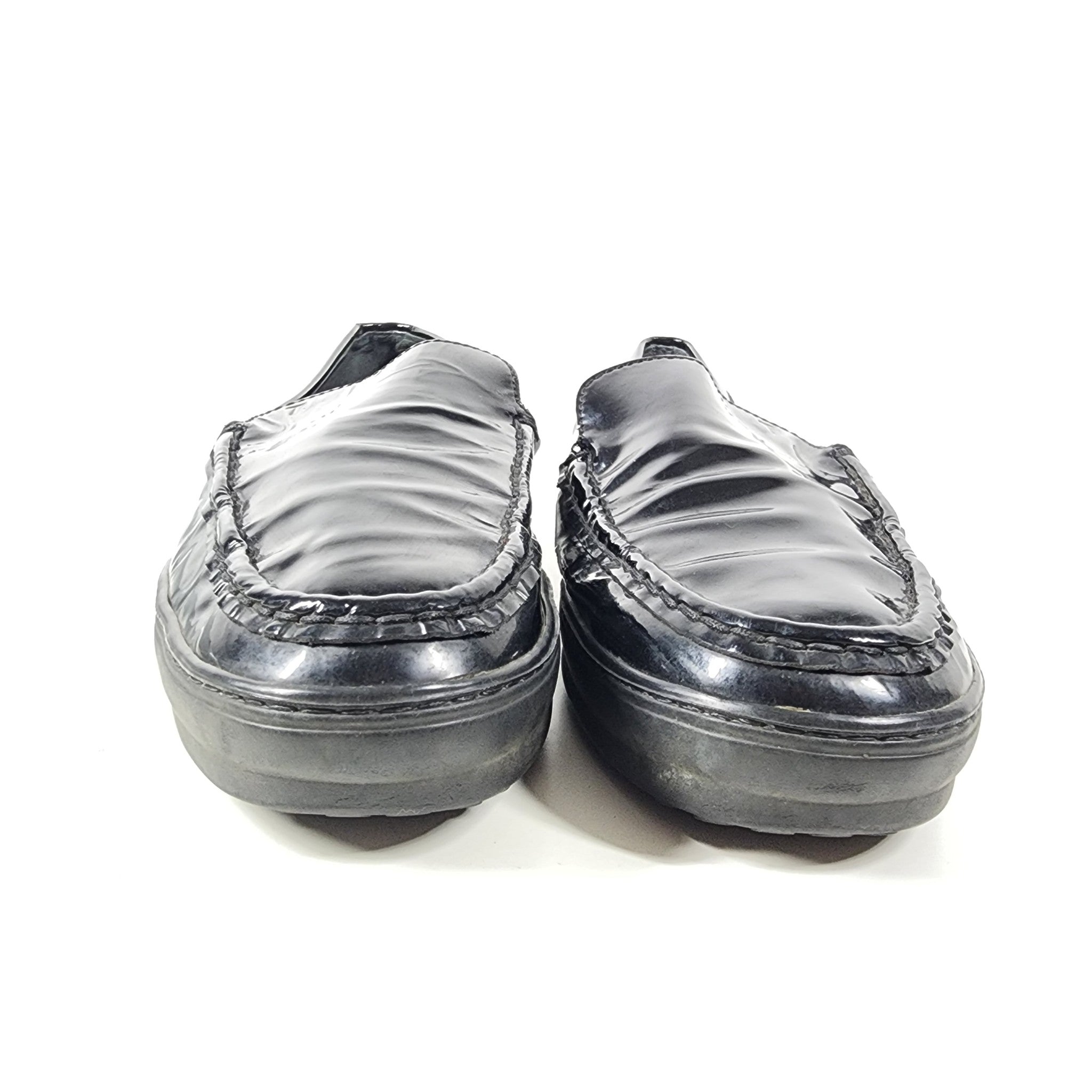 Tod's Womens Black Patent Leather Loafers Slip On Rubber Sole Flat Shoes Sz 8