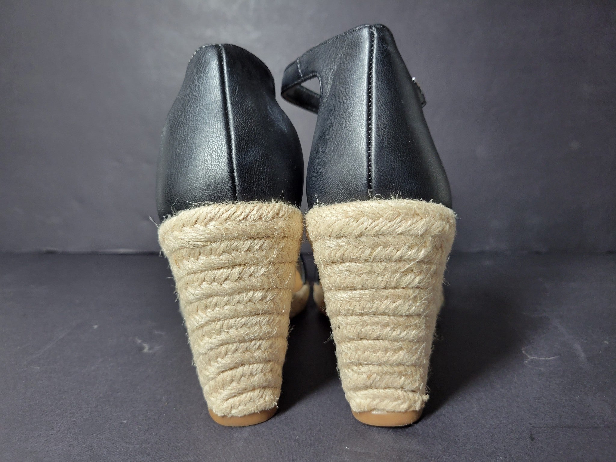 Steve Madden Women's Submit Wedge Heel Espadrille Sandals Black Sz 5